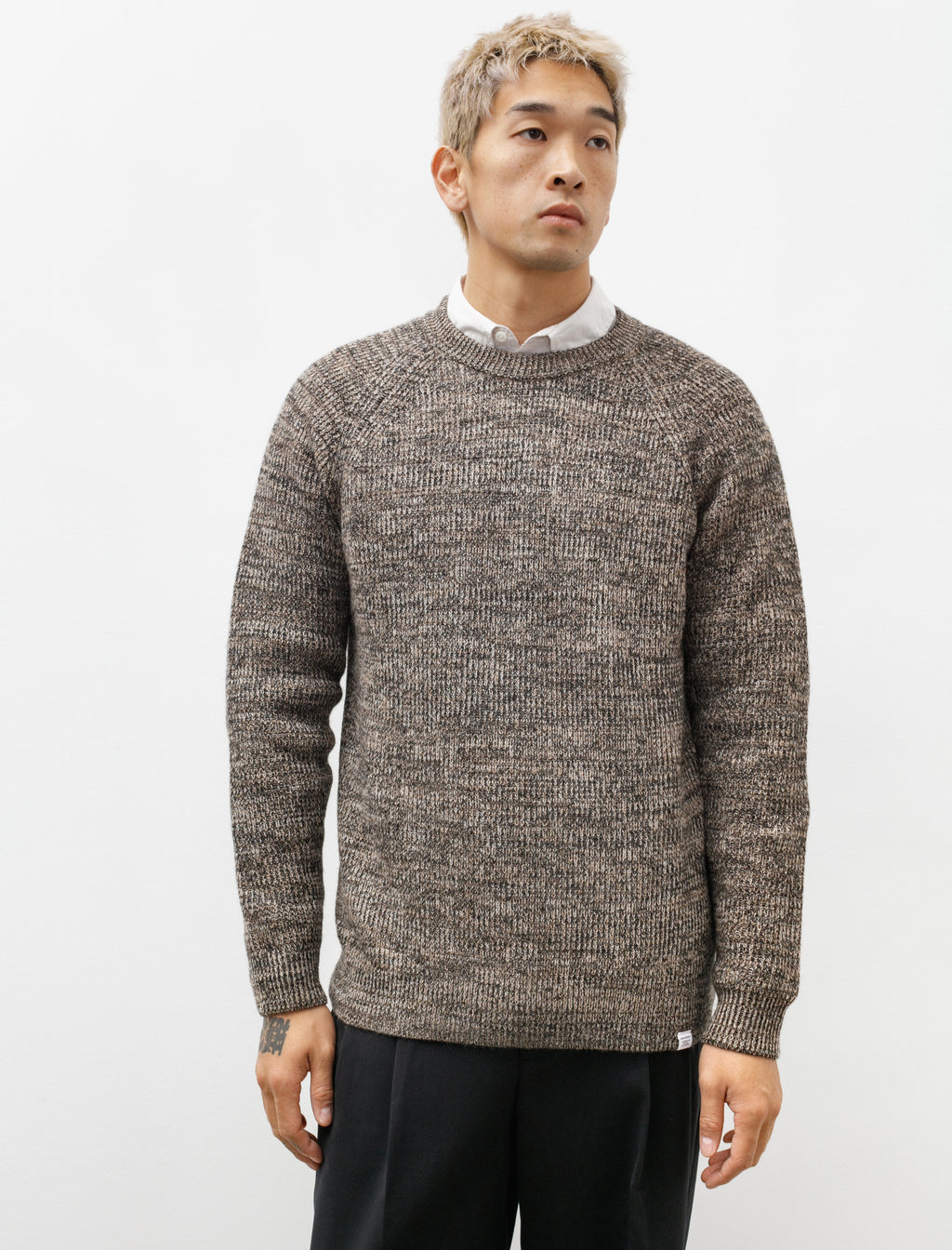 Roald Wool Cotton Rib Sweater Camel