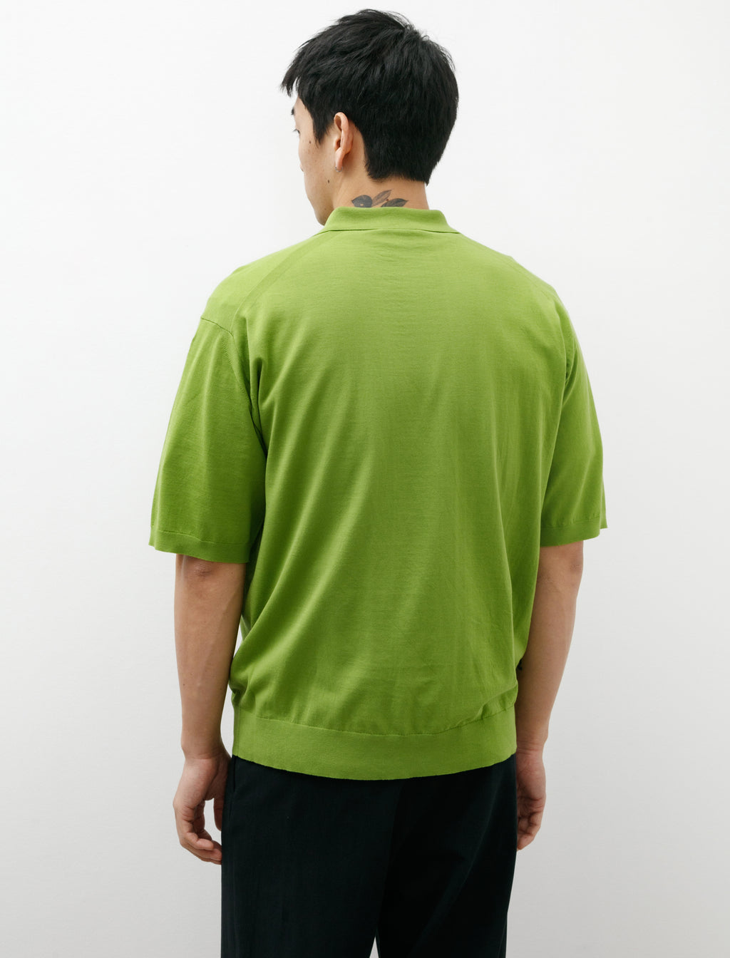 Auralee Super High Gauge Cotton Knit Polo Sage Green – Neighbour