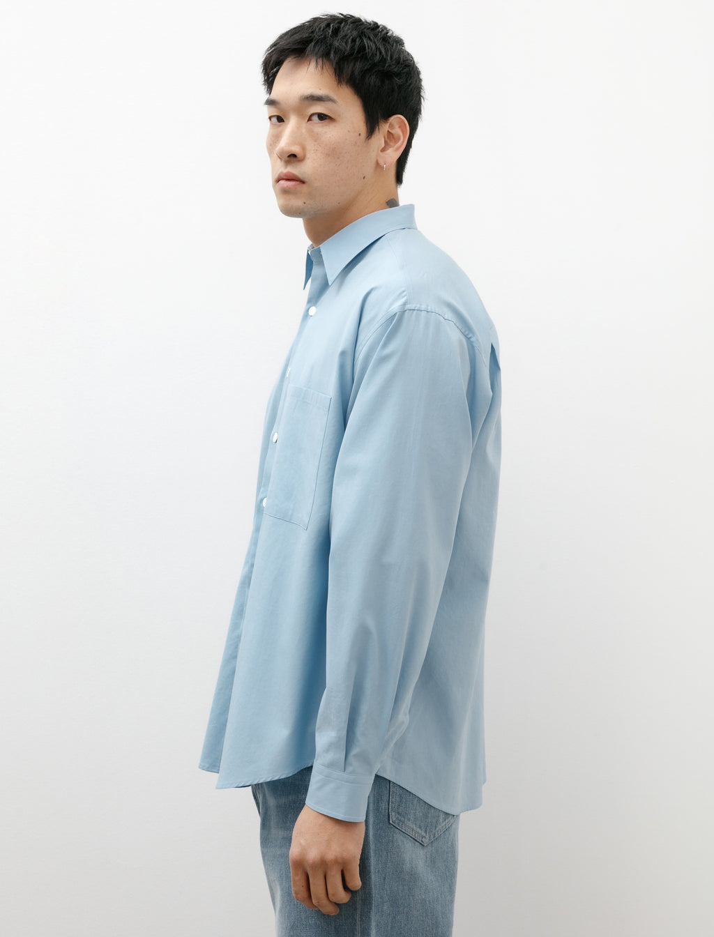 Auralee Washed Finx Twill Big Shirt Sax Blue – Neighbour