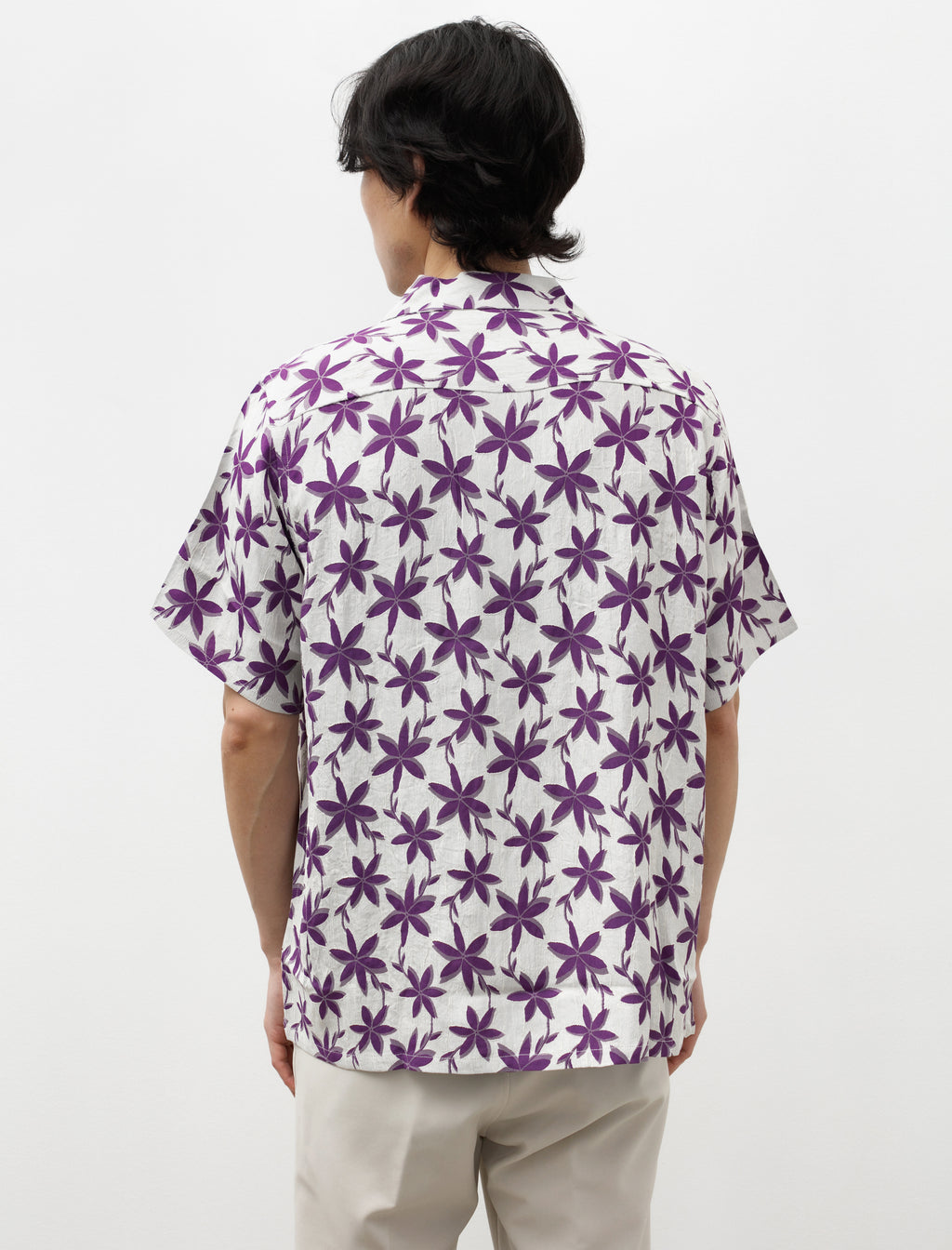 S/S One-Up Shirt Floral Jacquard Off White