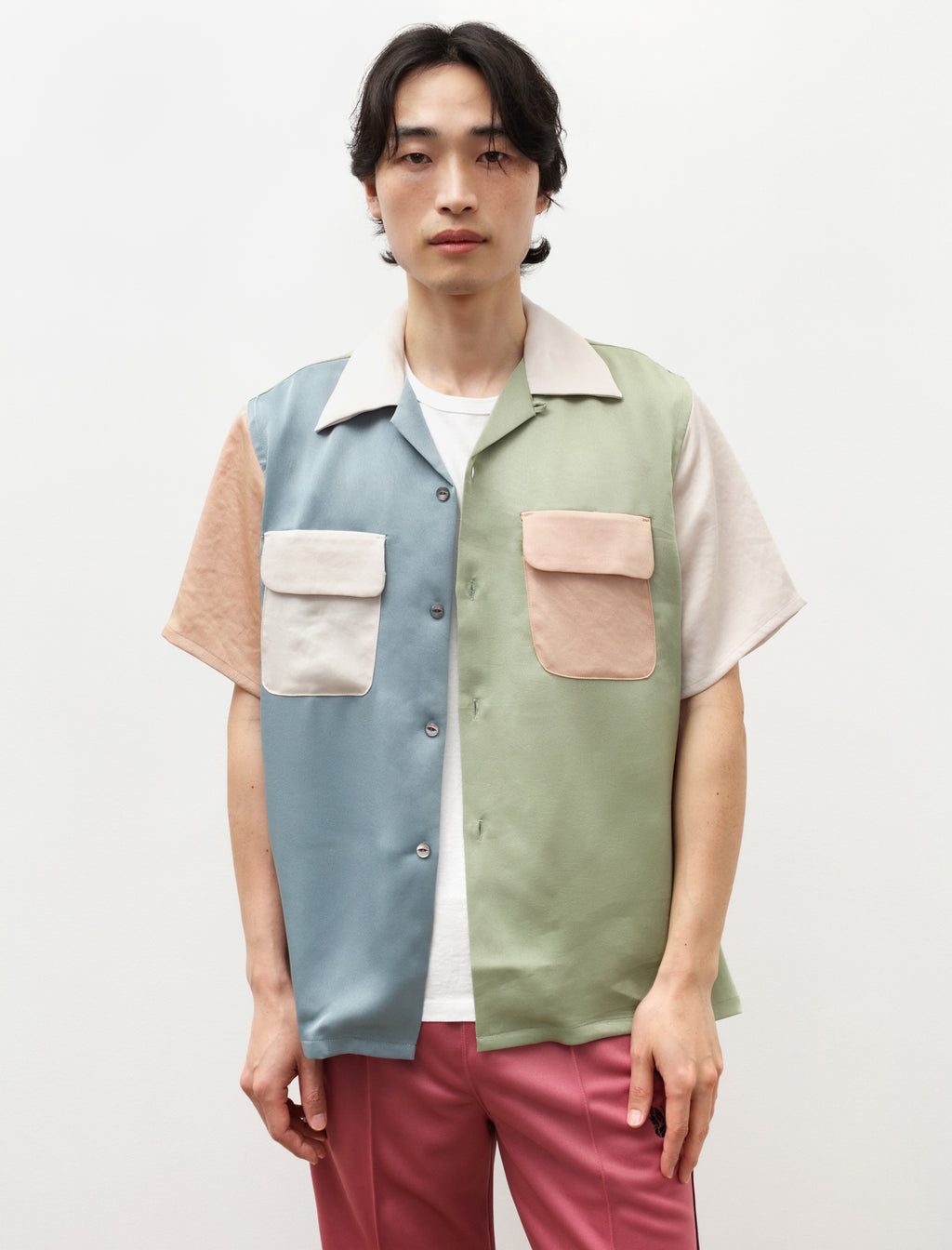 S/S Classic Shirt Poly Sateen Multi Light Tone