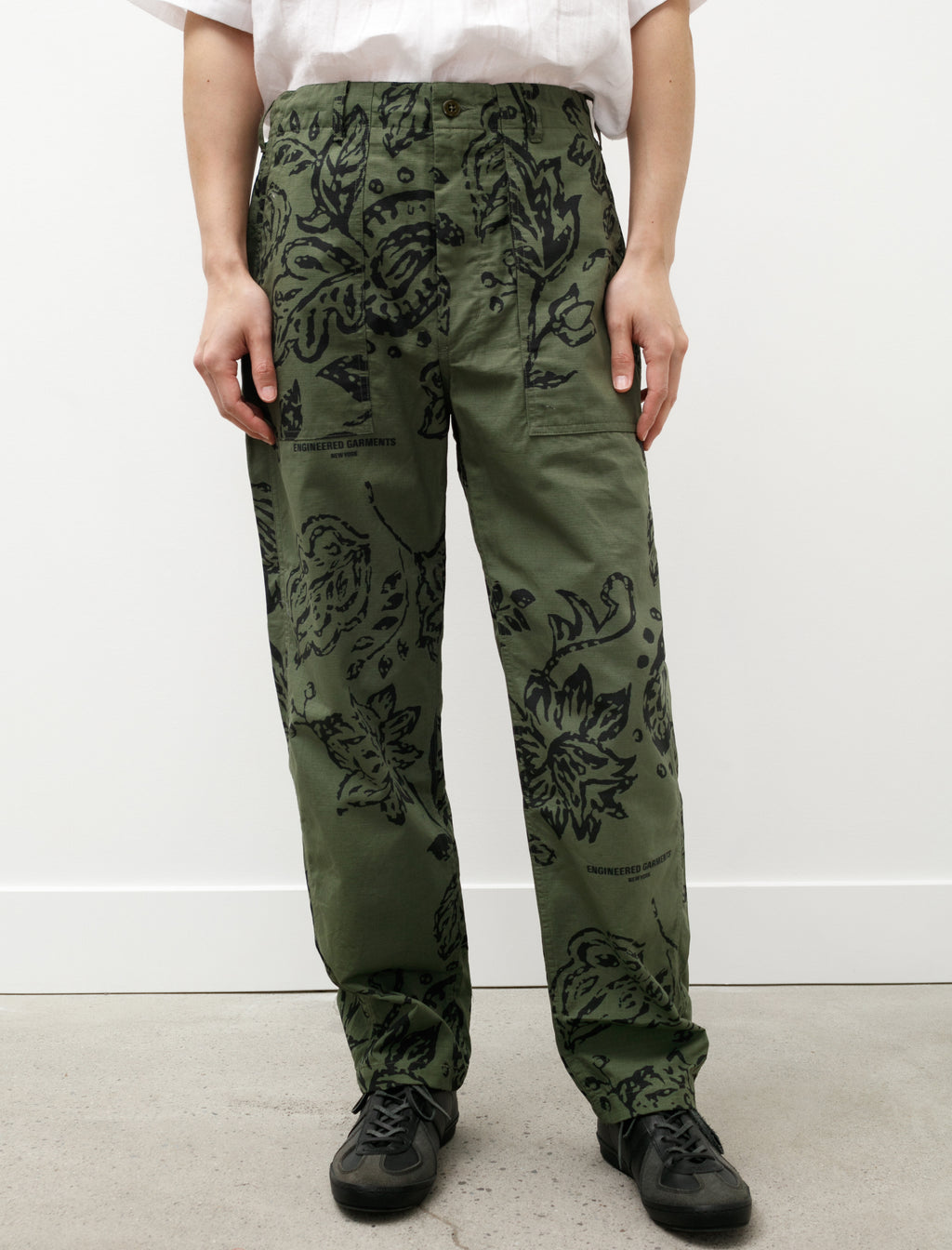 Engineered Garments Fatigue Pant Olive Floral Print Ripstop