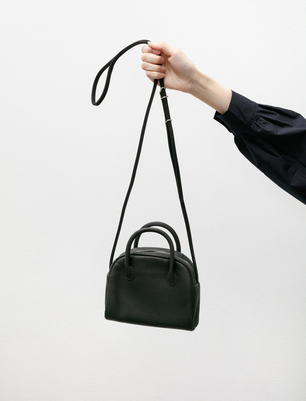 Mini Boston Bag with Shoulder Strap Black