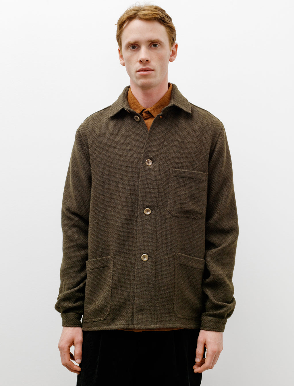 Three Pocket Shirt Jacket Wool Loden Green