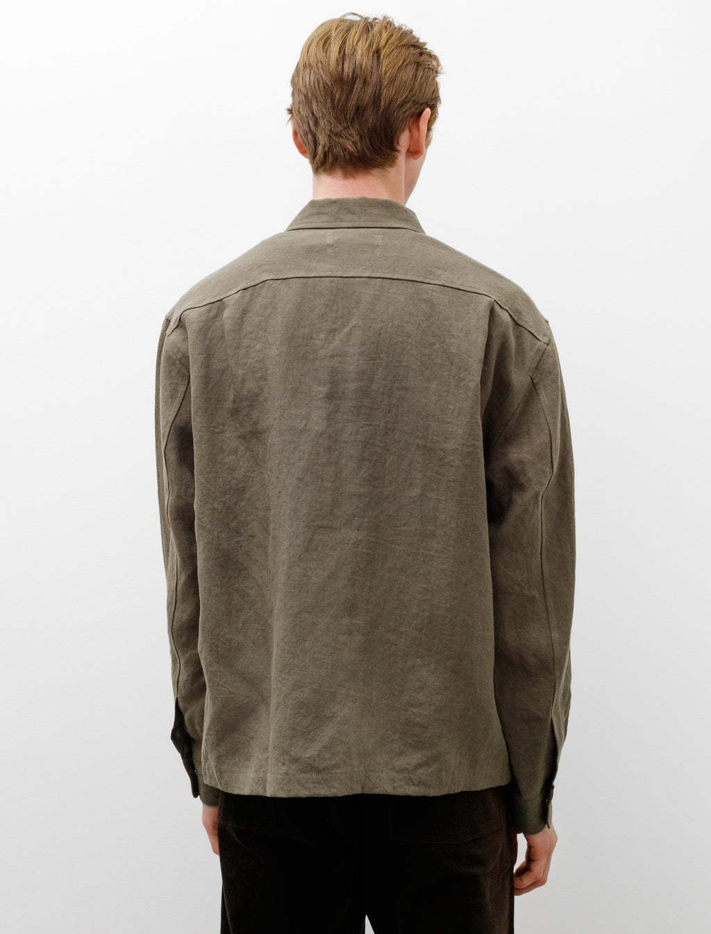 James Coward Workshop Shirt Belgian Linen Stonewash Olive – Neighbour