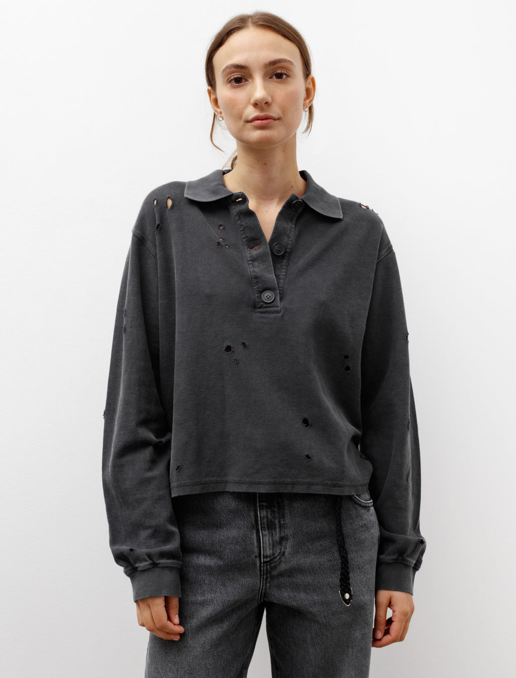 mfpen Destroyed Polo Sweater Black – Neighbour