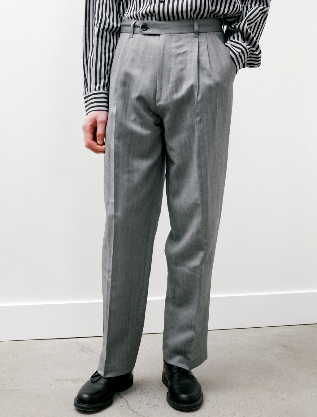 Classic Trousers Light Grey Herringbone
