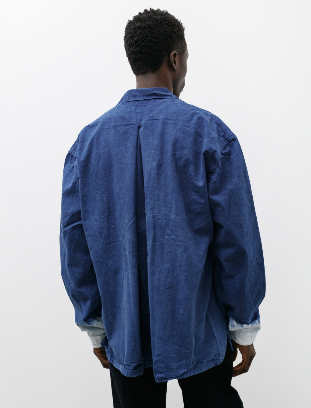 Tender 413 Double Breasted Pullover Shirt Bleached Weft Stripe