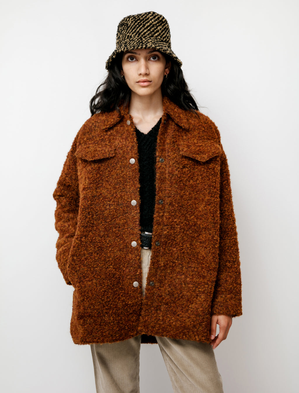 Fluffy Alpaca Oversized Jacket Rust