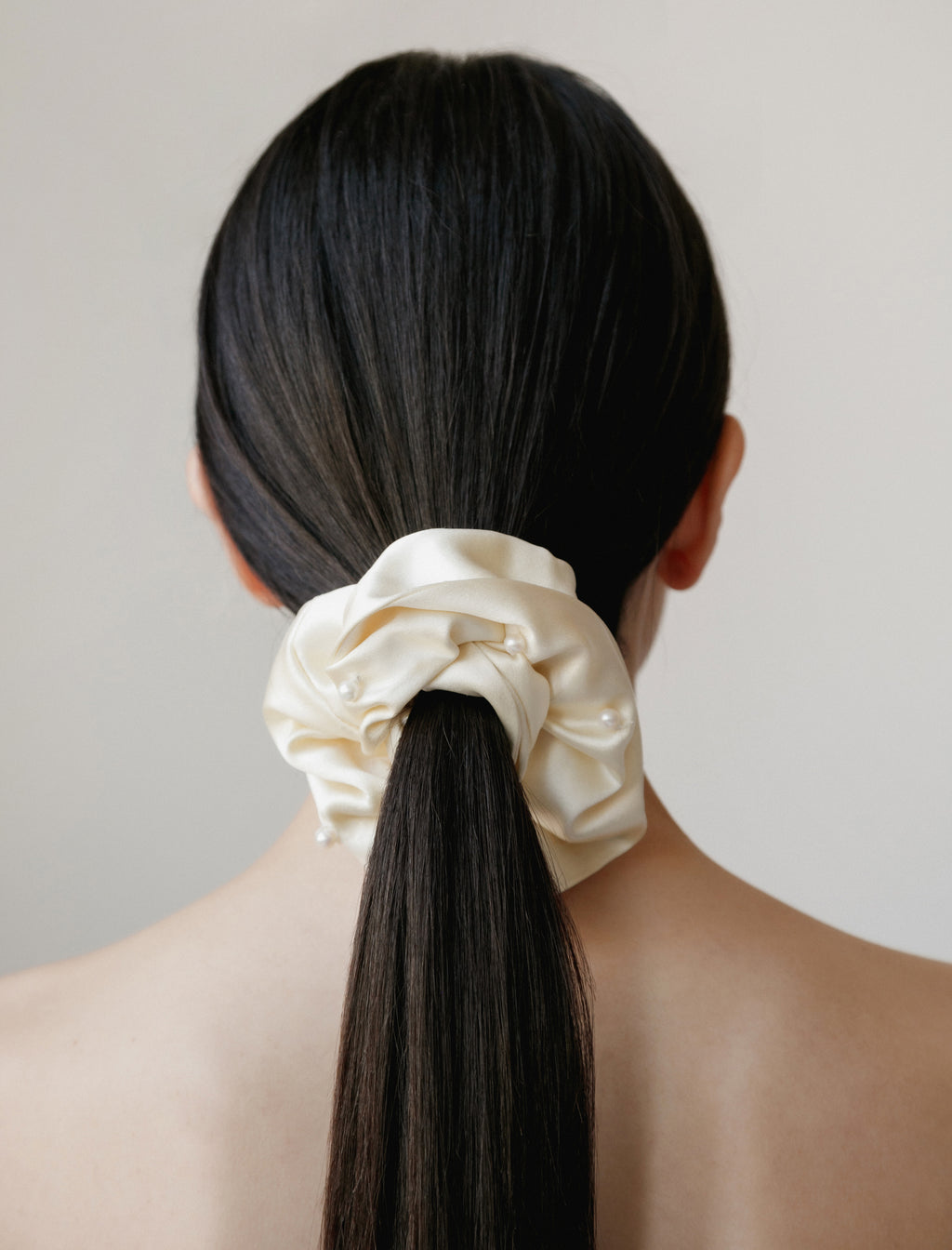 Pearl Satin Scrunchie Ivory