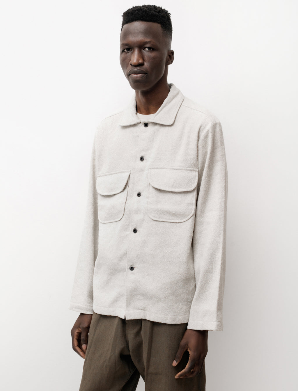 Evan Kinori Field Shirt Woven Terry Bone – Neighbour