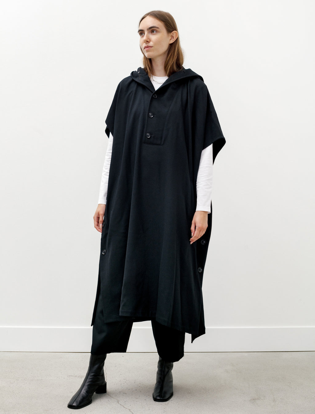 Yohji Yamamoto Strickponcho schwarz Streifenmuster Casual-Look store