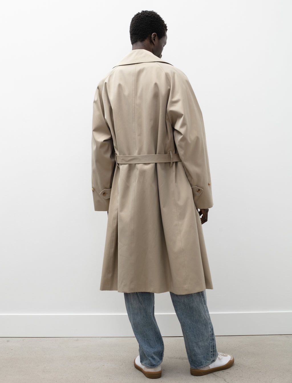 Cotton Gabardine Tielocken Coat Beige