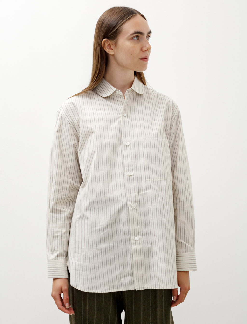 Cristaseya Claudine Collar Shirt Brown Stripes – Neighbour