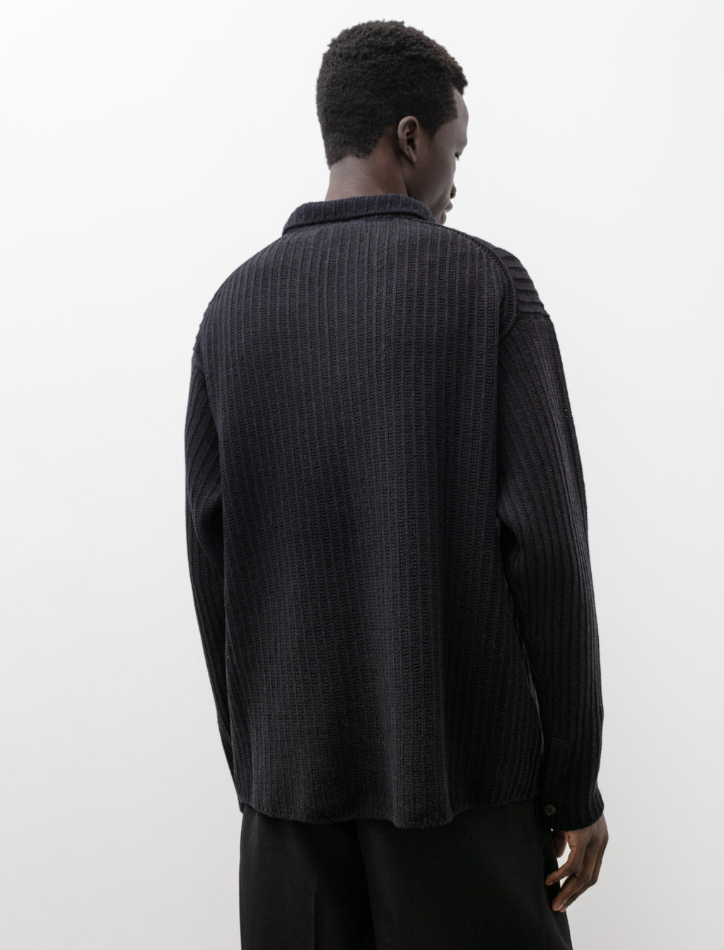 Brushed Cotton Wool Rib Shirt Black