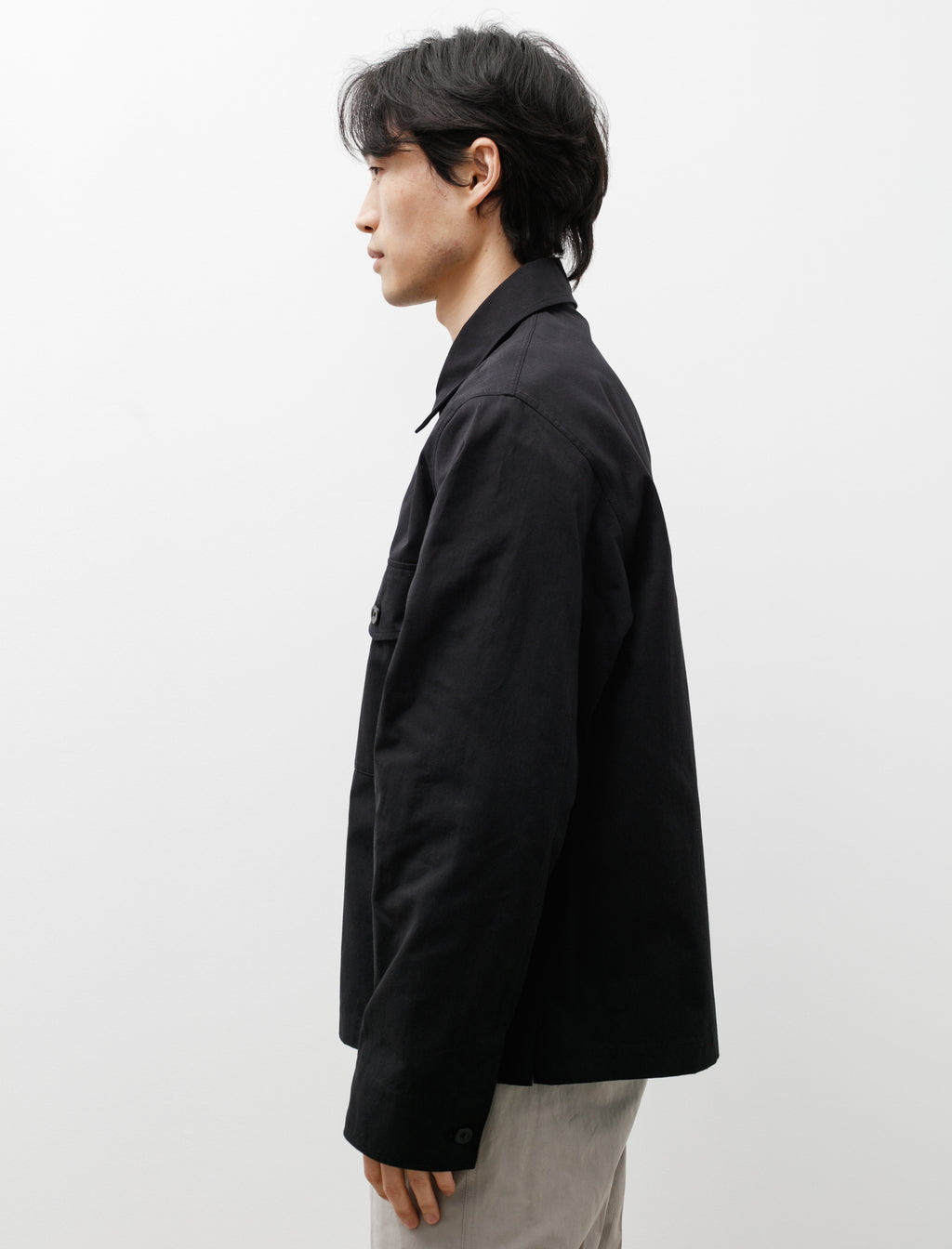 Margaret Howell Boxy Overshirt Heavy Cotton Poplin Black