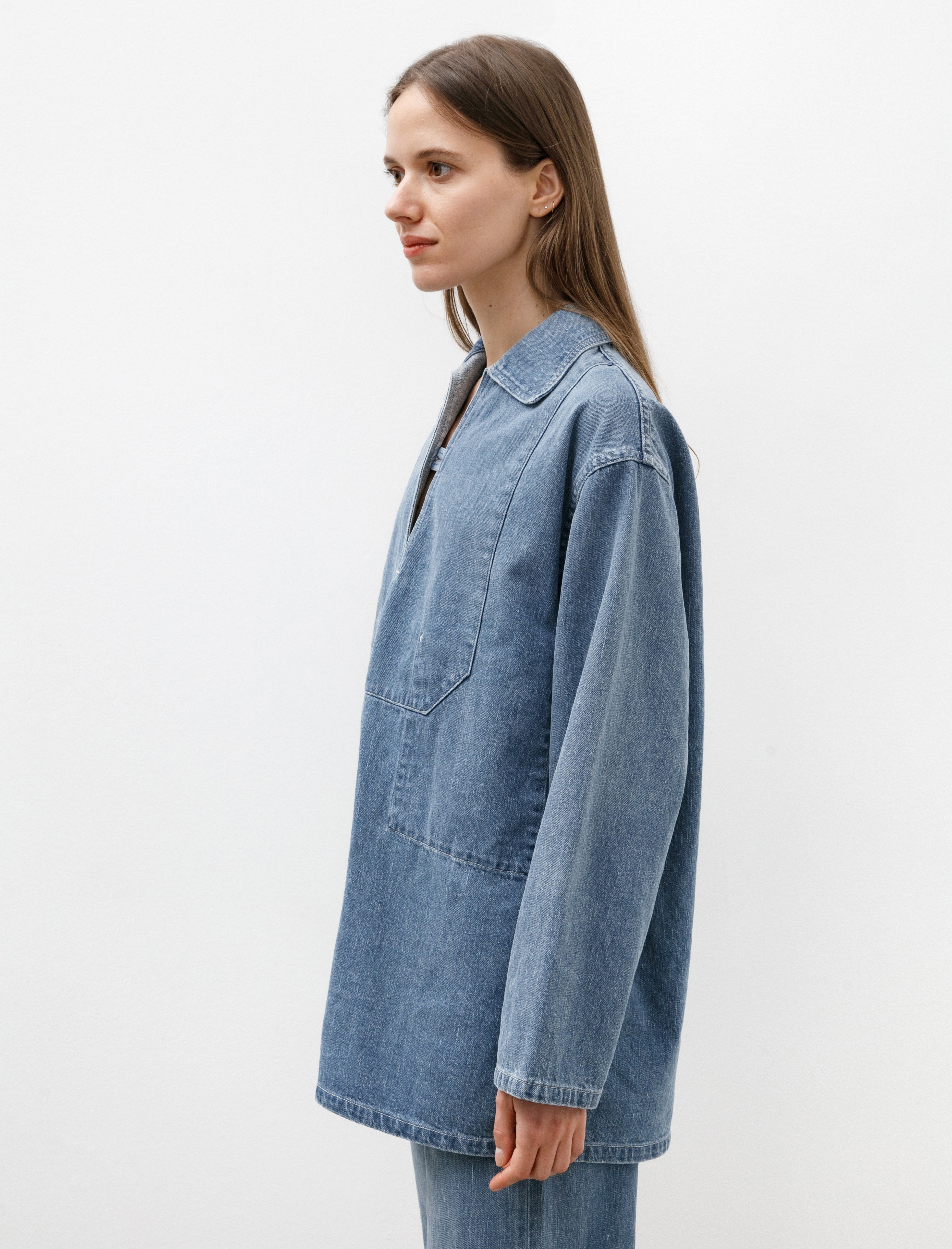 Auralee Selvedge Faded Light Denim Shirt