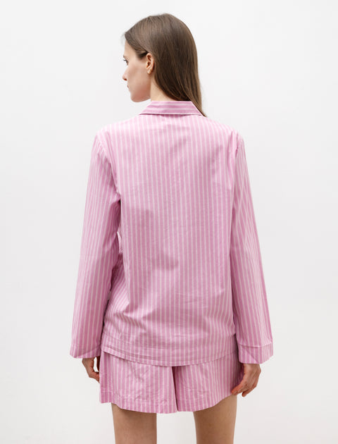 Tekla Poplin Pyjama Shirt Purple Pink Stripes