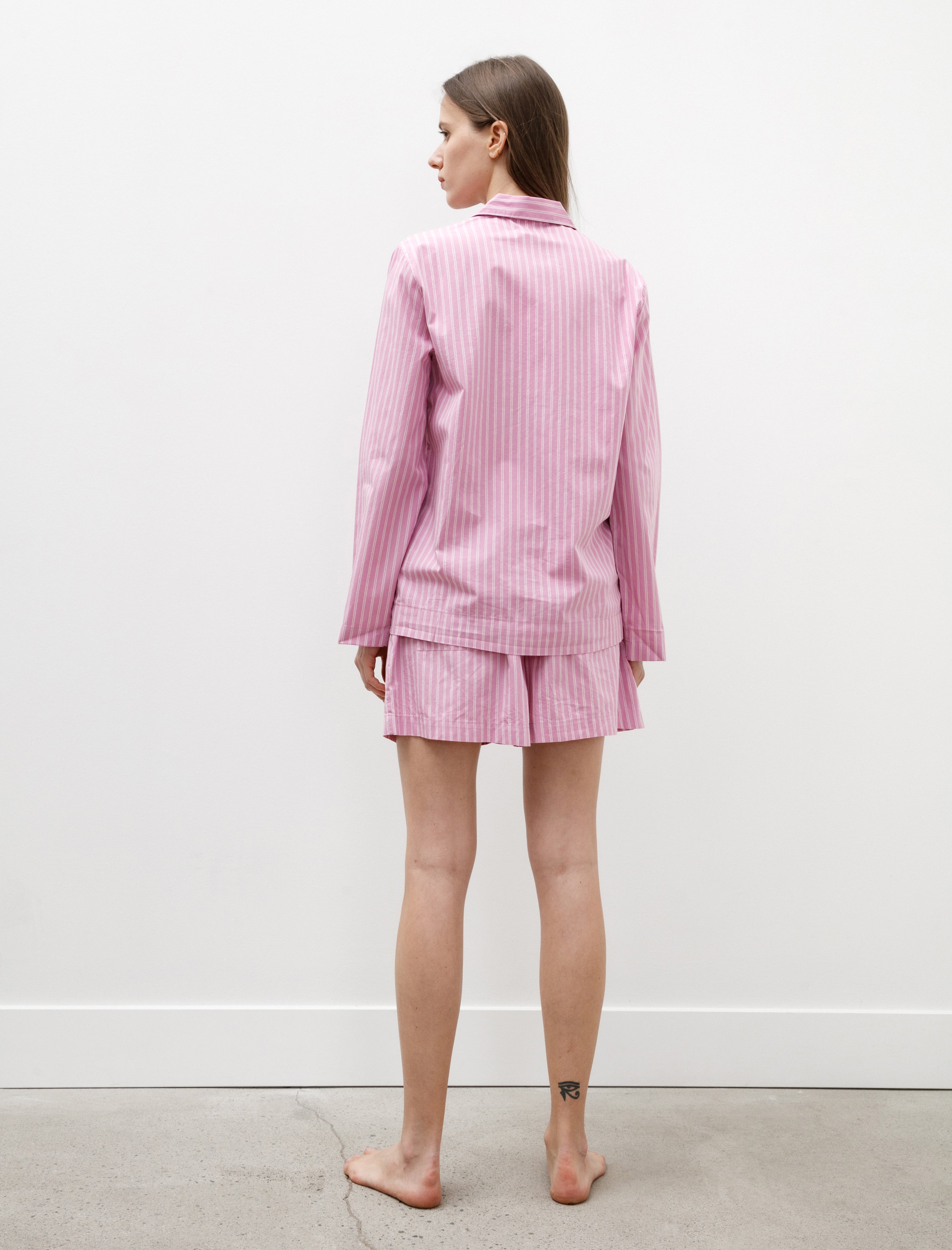 Tekla Poplin Shorts Purple Pink Stripes