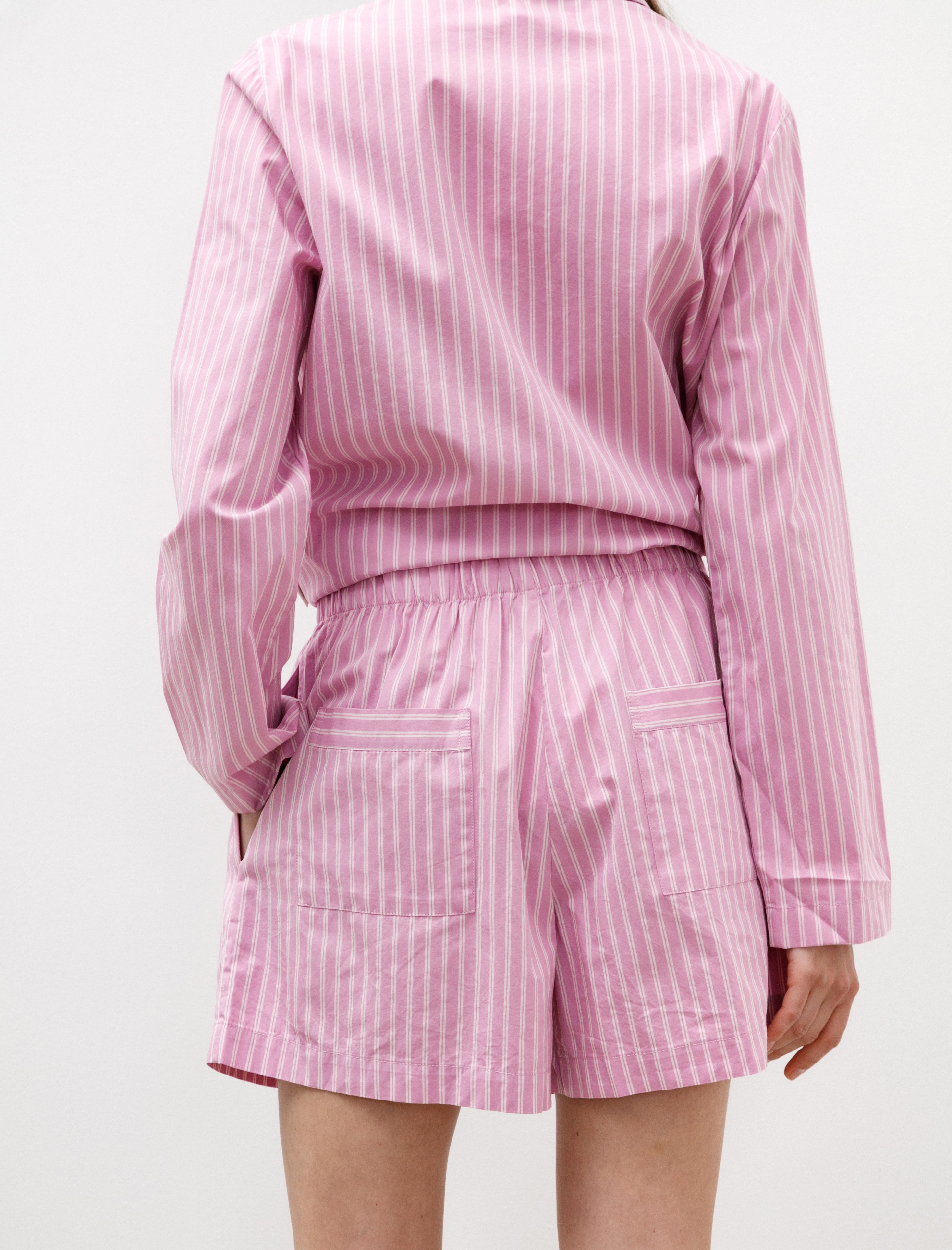 Tekla Poplin Shorts Purple Pink Stripes