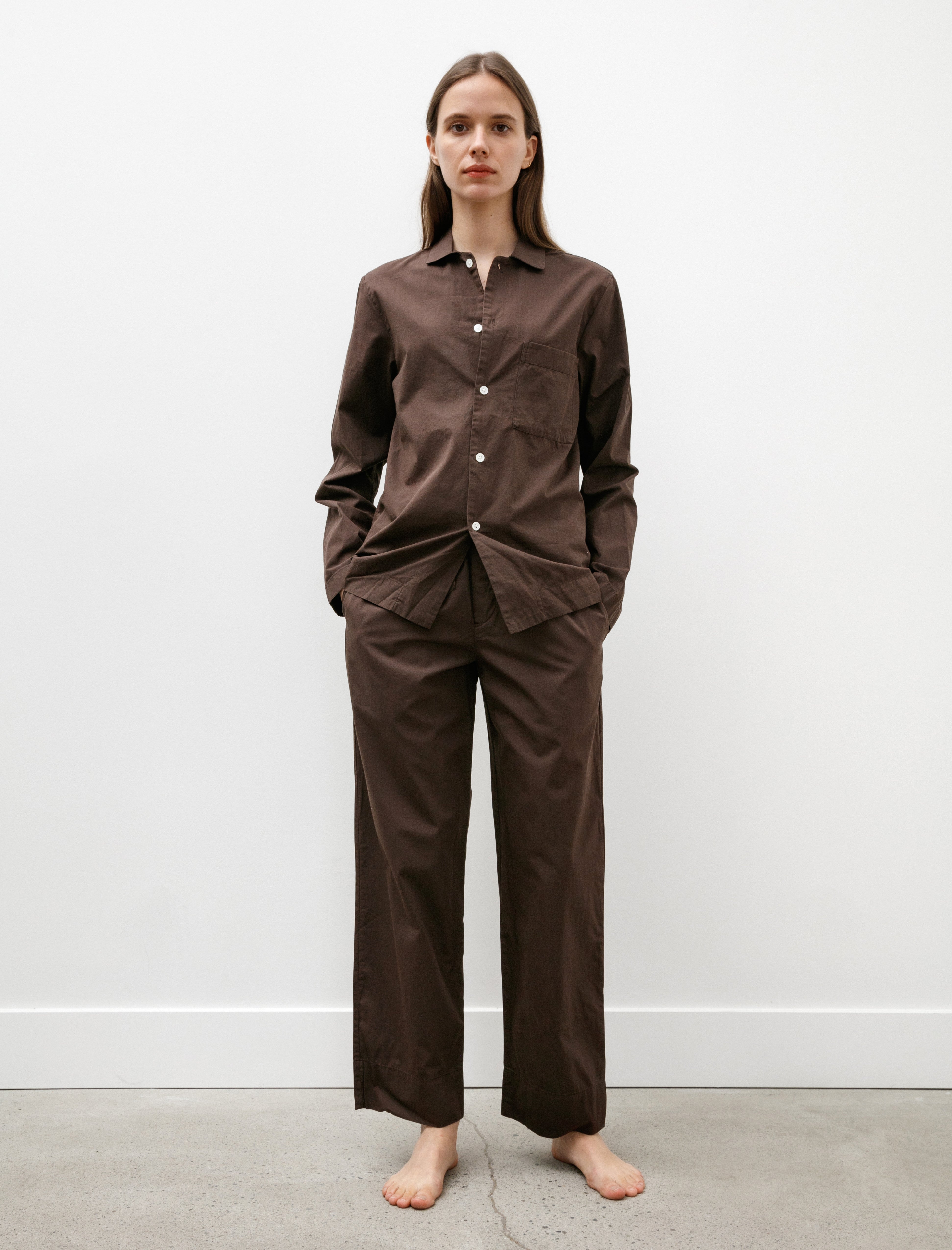 Tekla Poplin Pyjama Pants Coffee