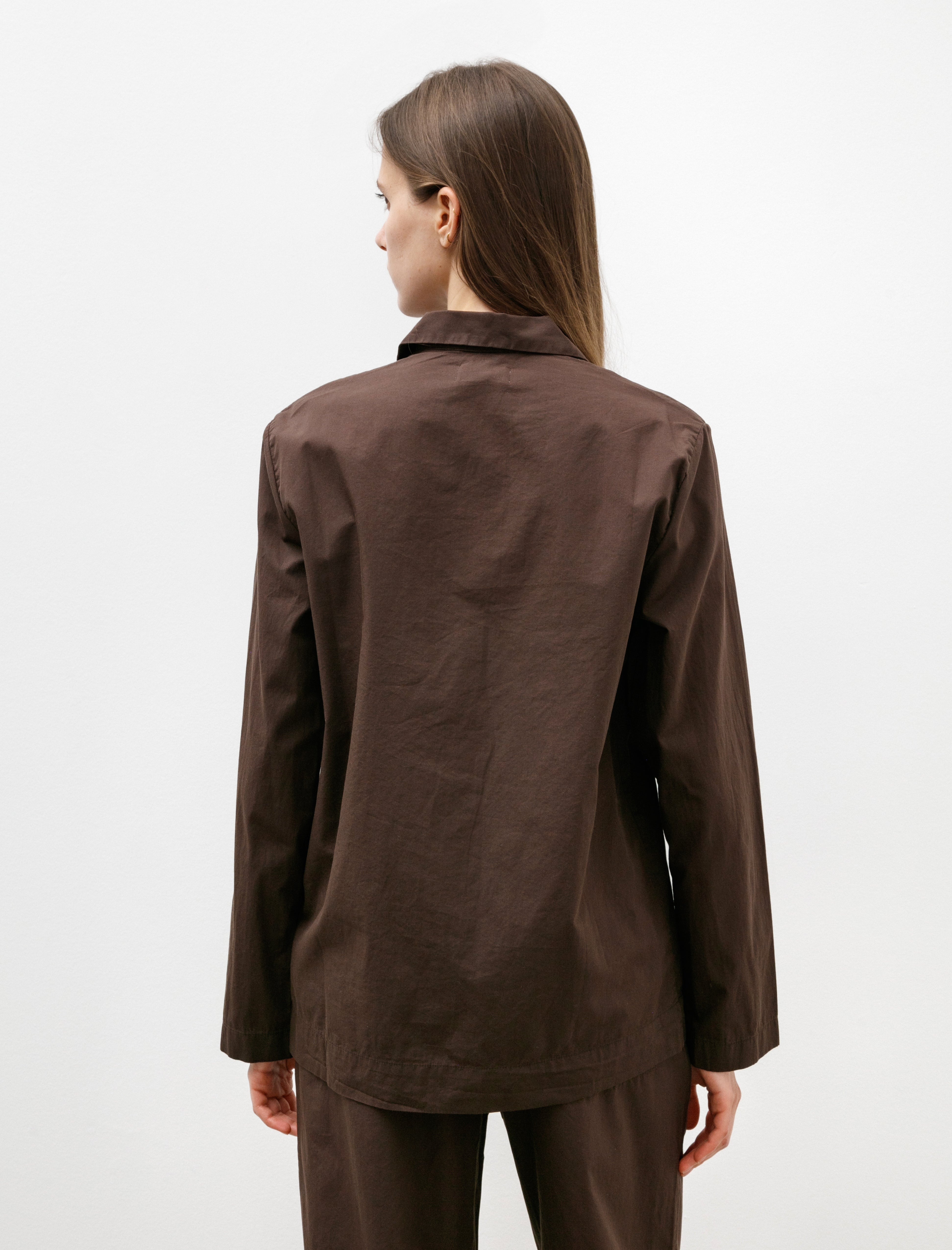 Tekla Poplin Pyjama Shirt Coffee