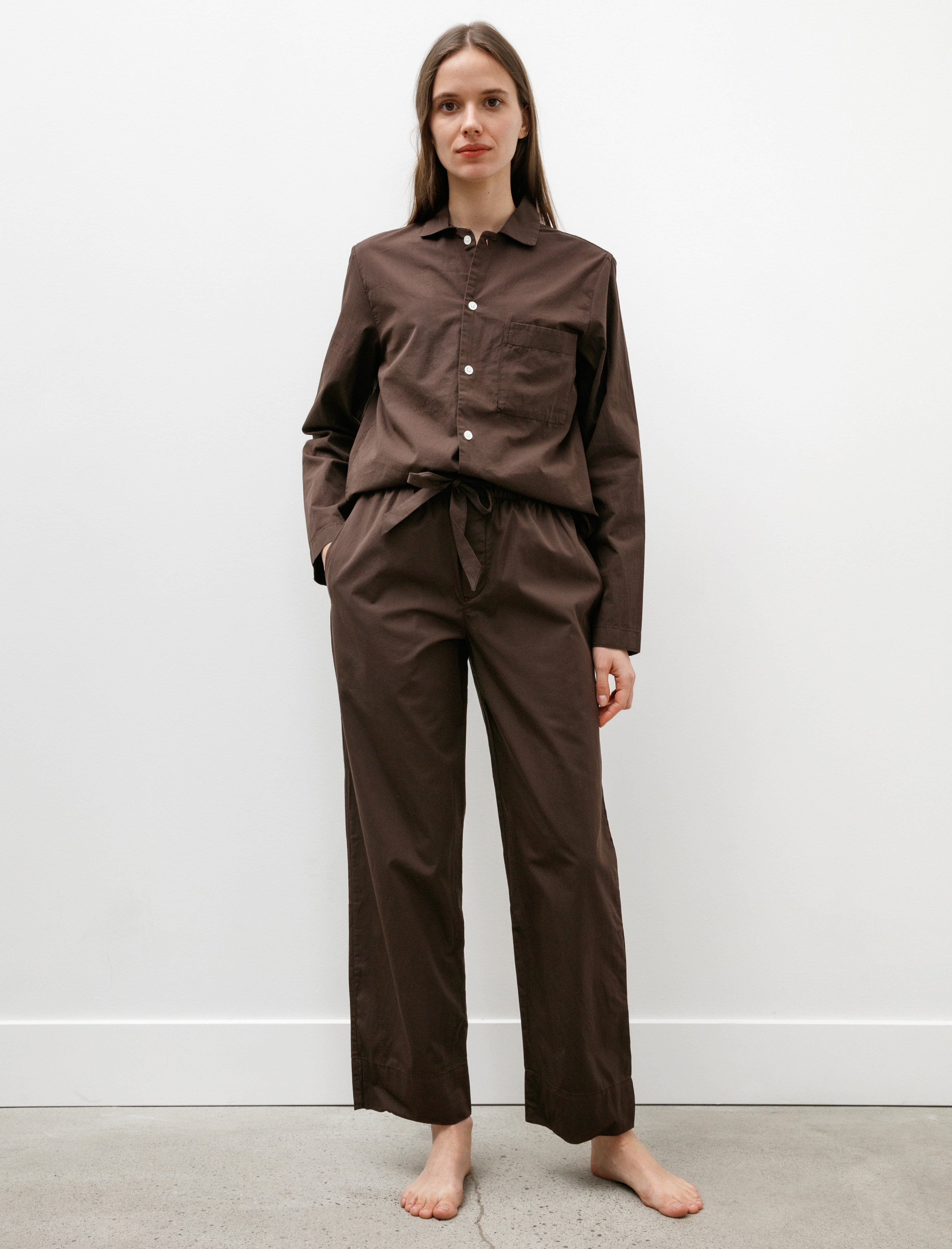 Tekla Poplin Pyjama Pants Coffee