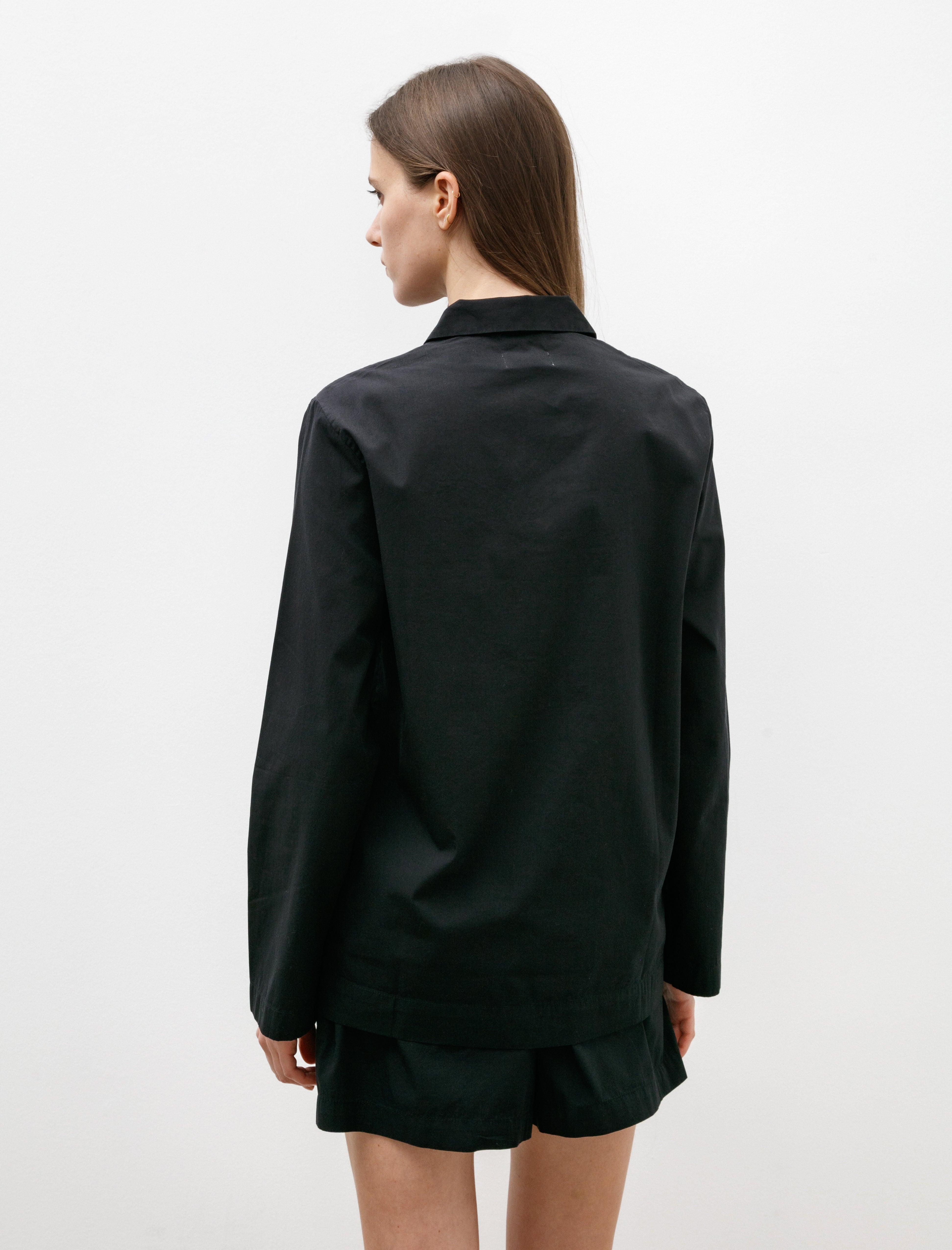 Tekla Poplin Pyjamas Shirt All Black