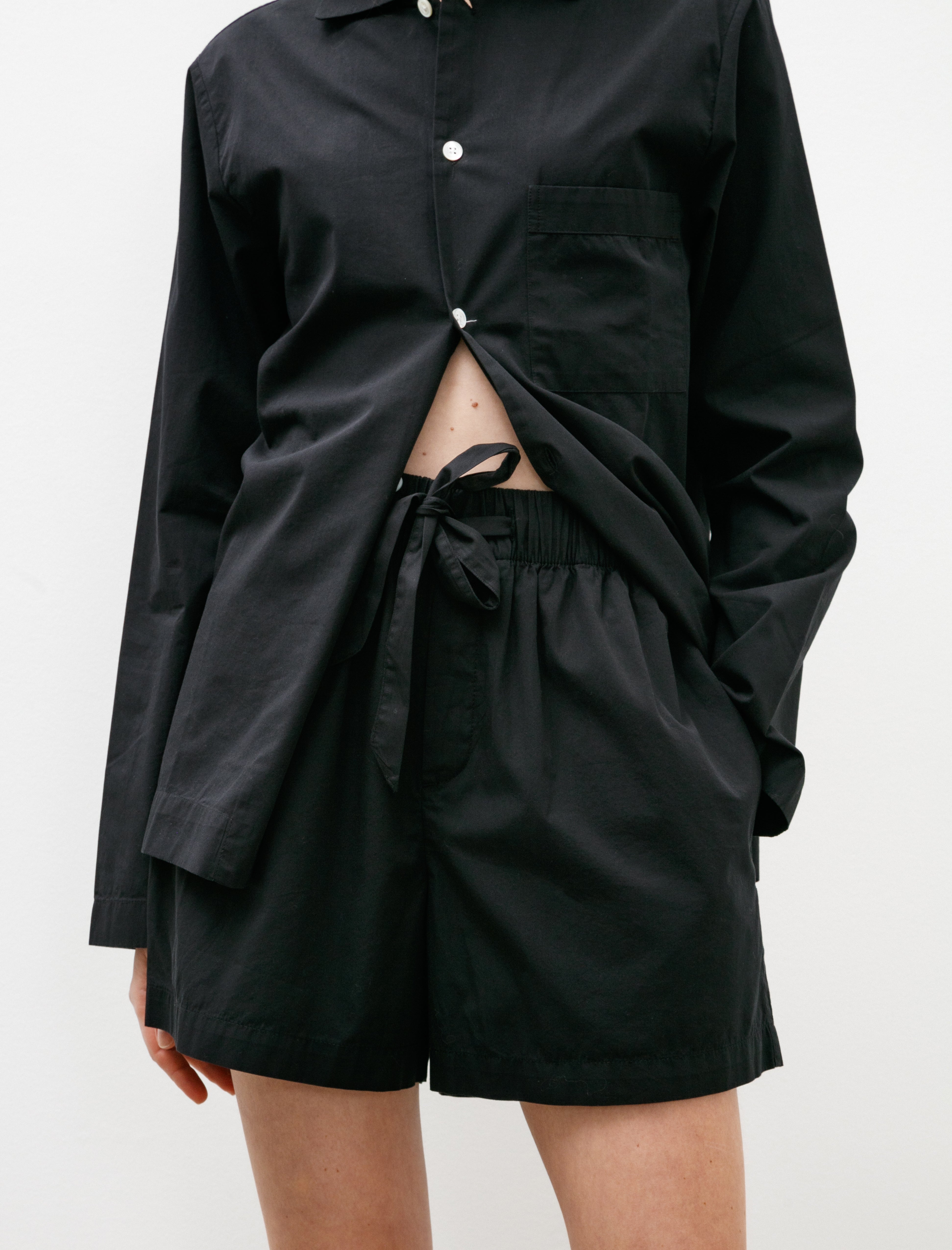 Tekla Poplin Shorts All Black