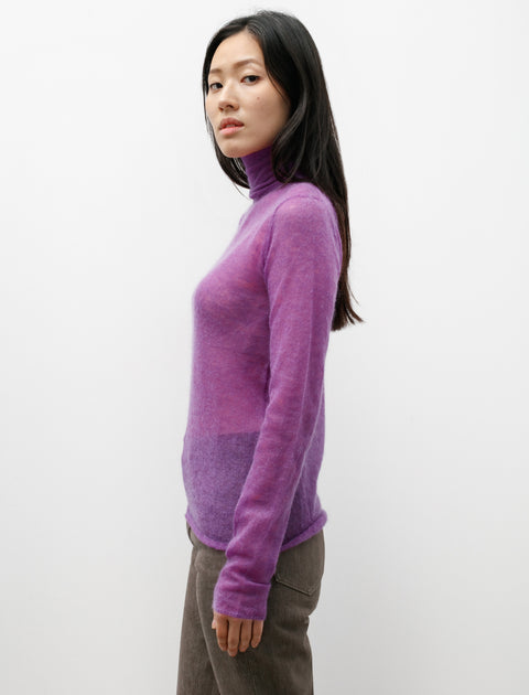 Kid Mohair Sheer Knit Turtle Purple