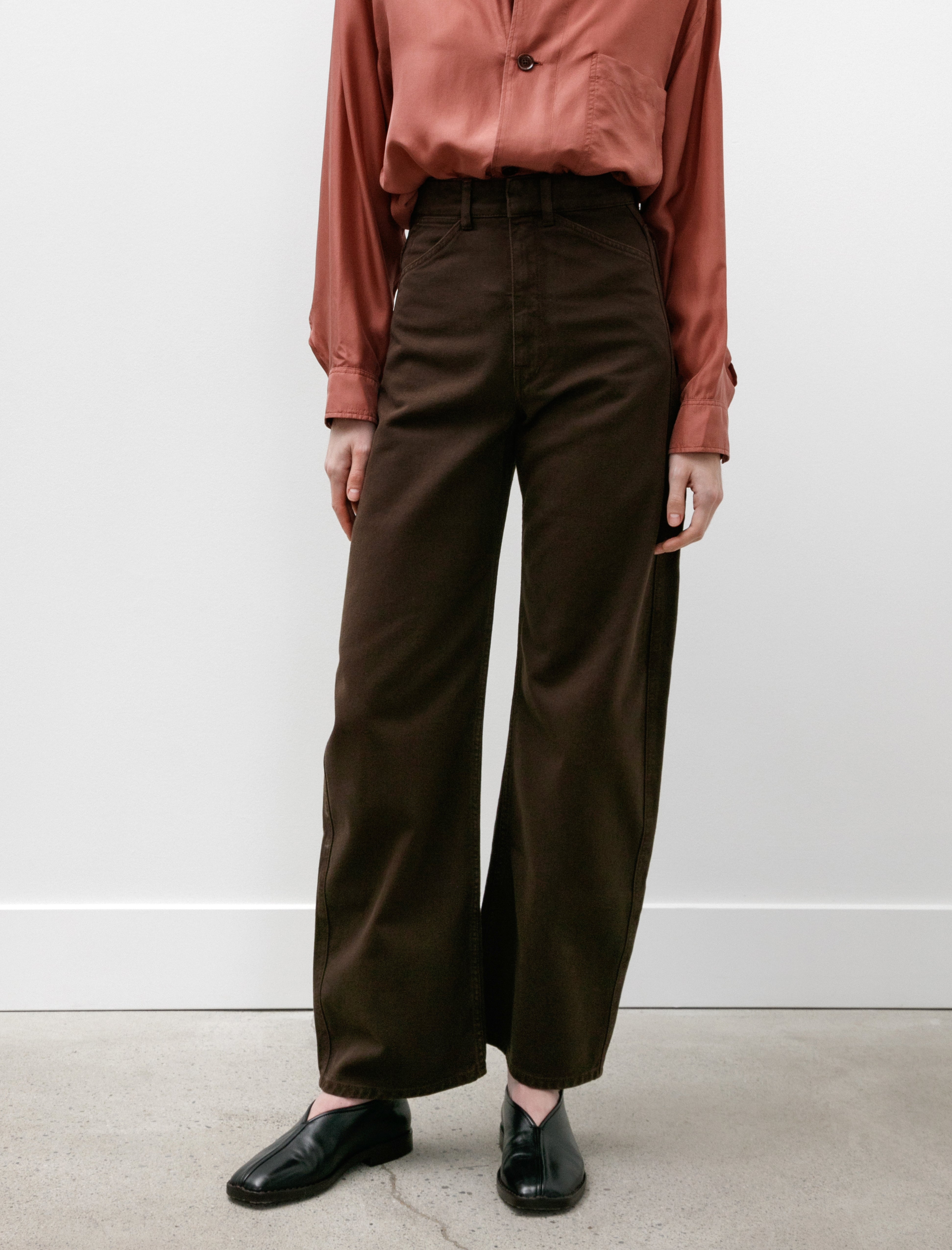 Lemaire High Waisted Curved Pants Espresso