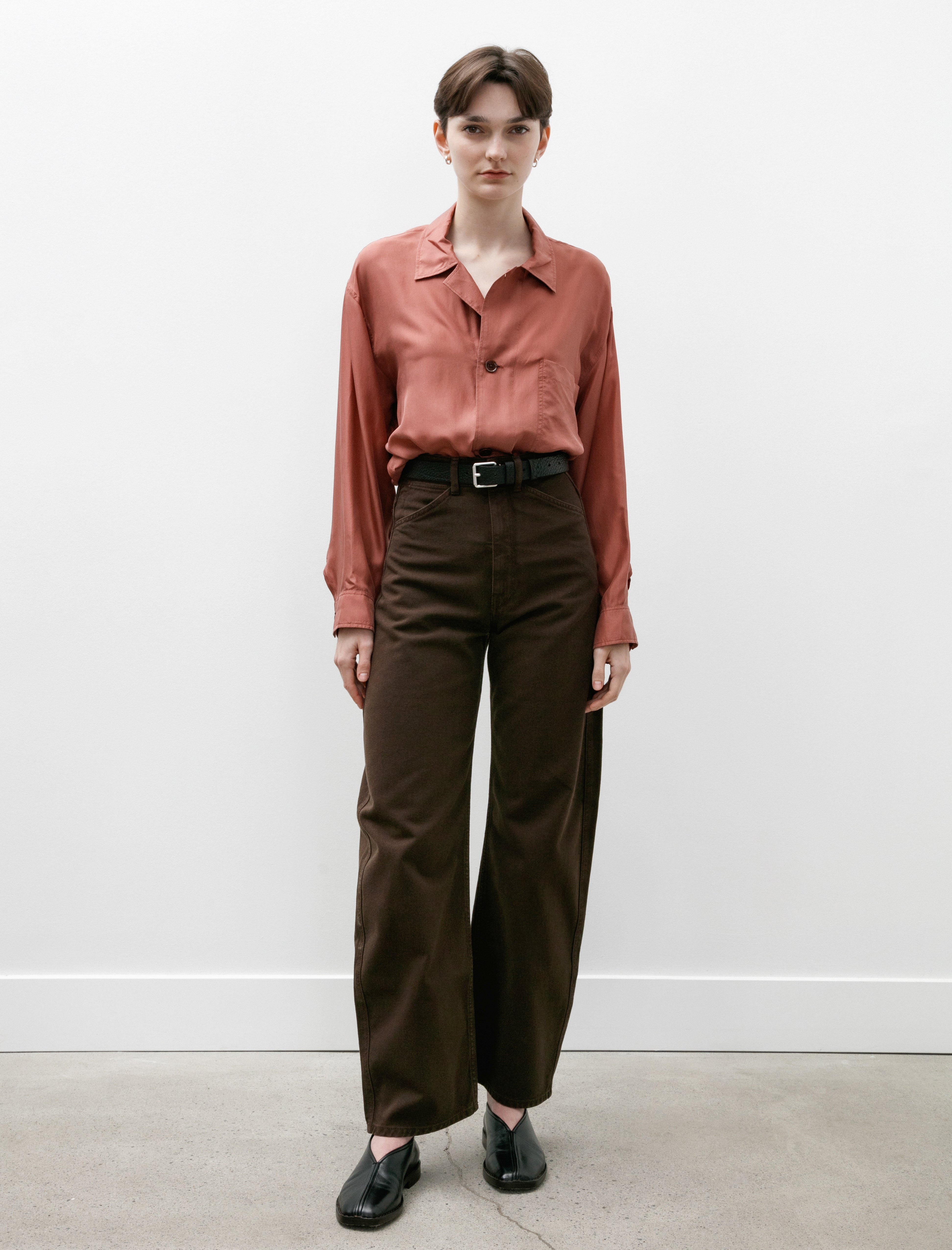 Lemaire High Waisted Curved Pants Espresso