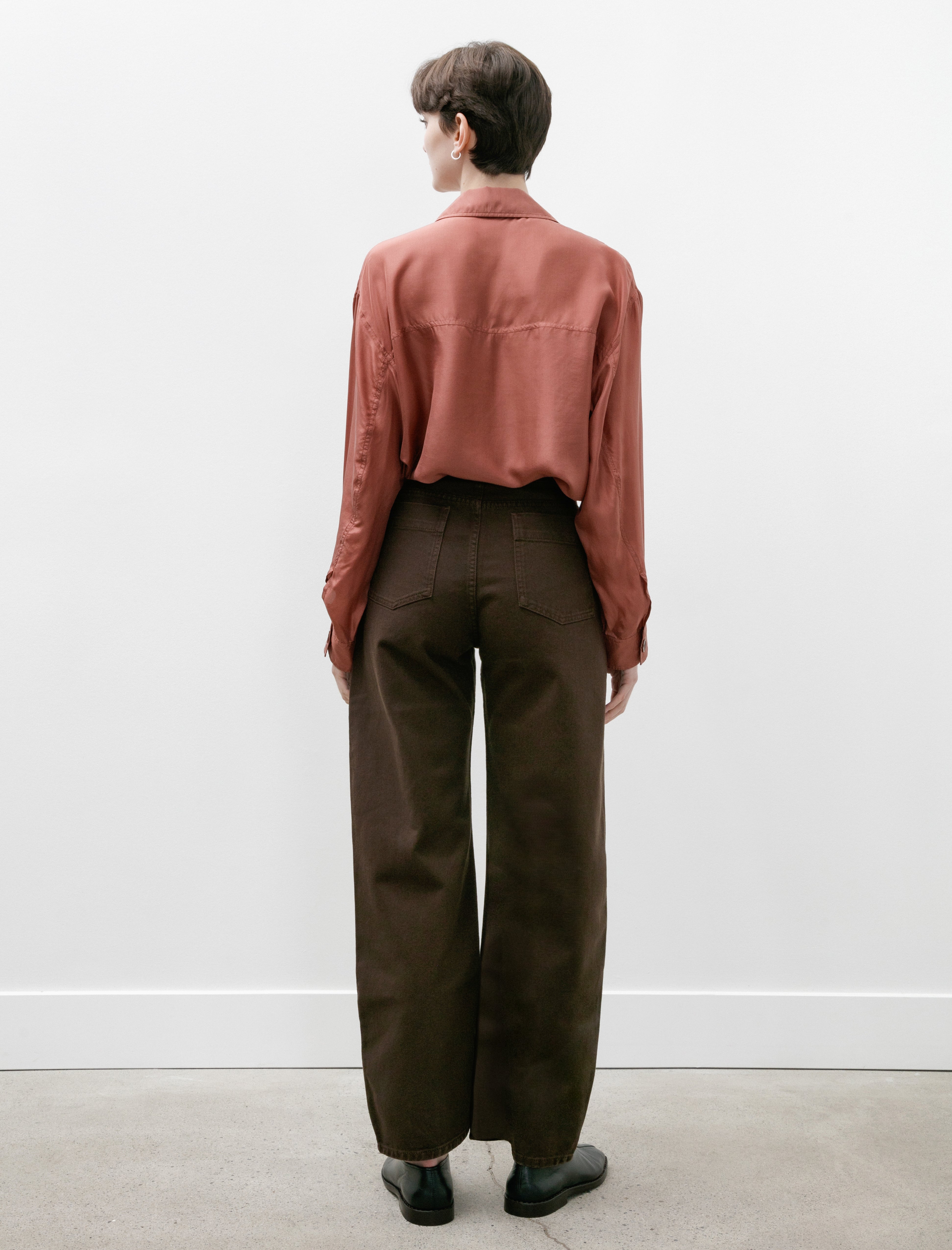 Lemaire High Waisted Curved Pants Espresso