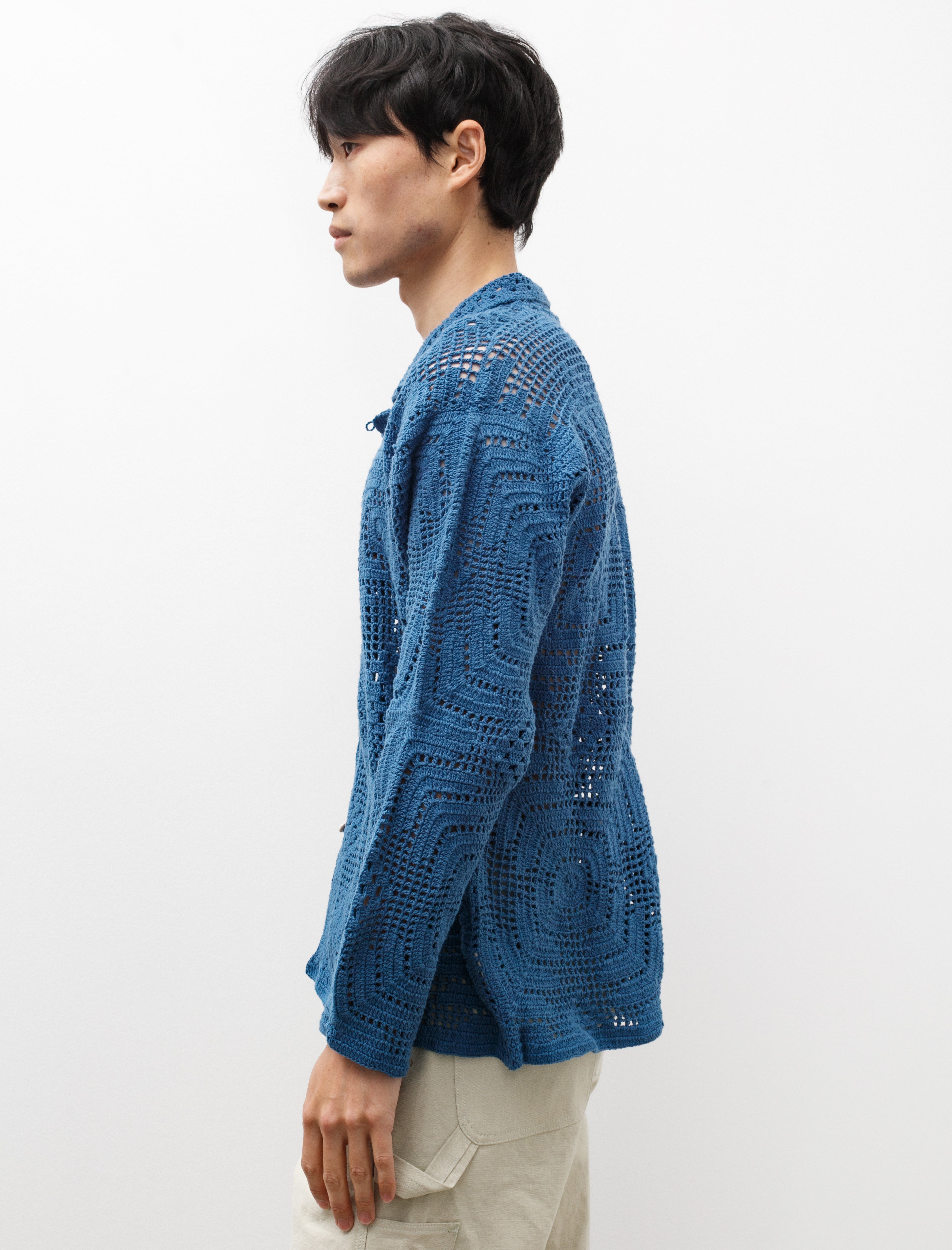 Bode Overdyed Crochet Shirt Petrol