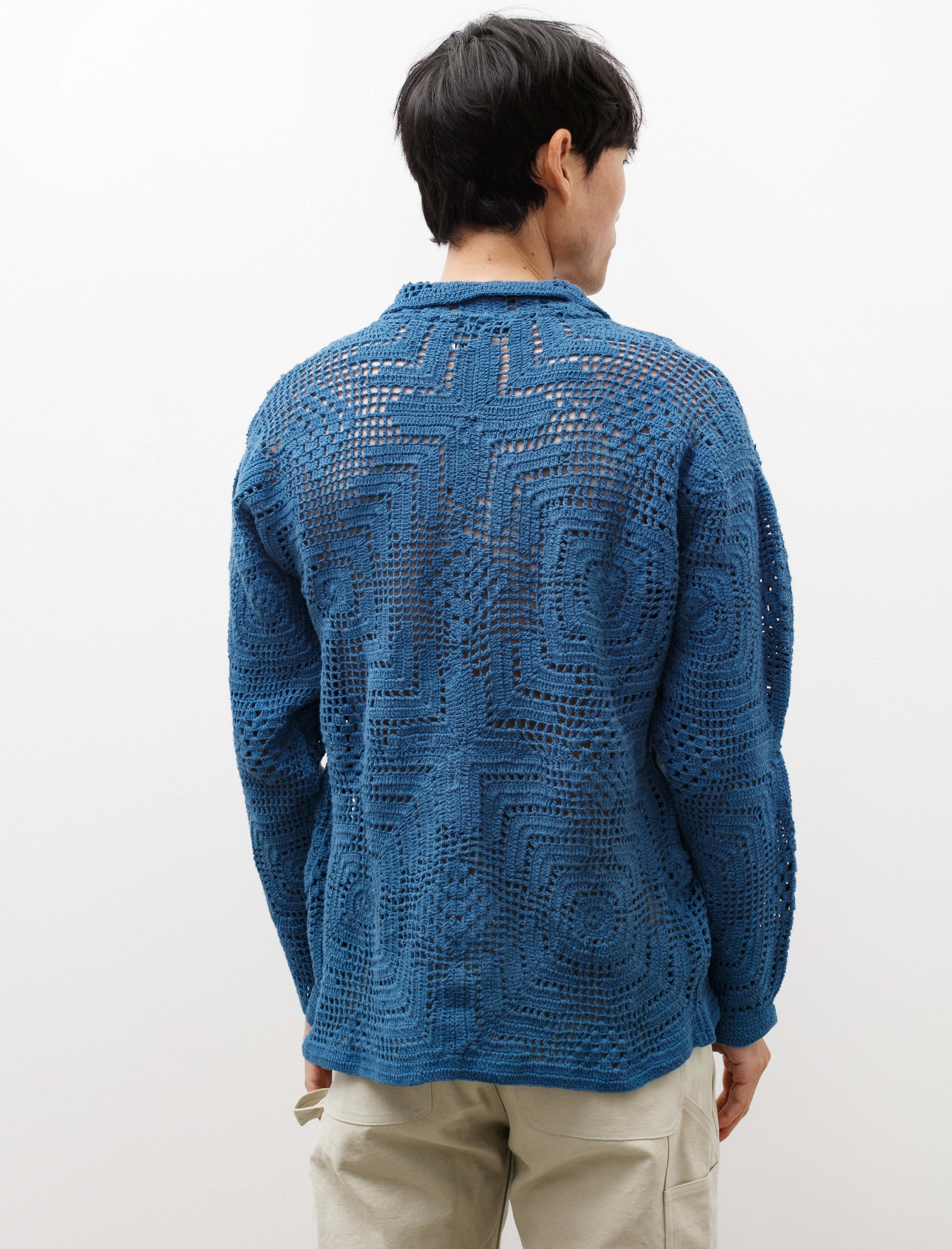 Bode Overdyed Crochet Shirt Petrol