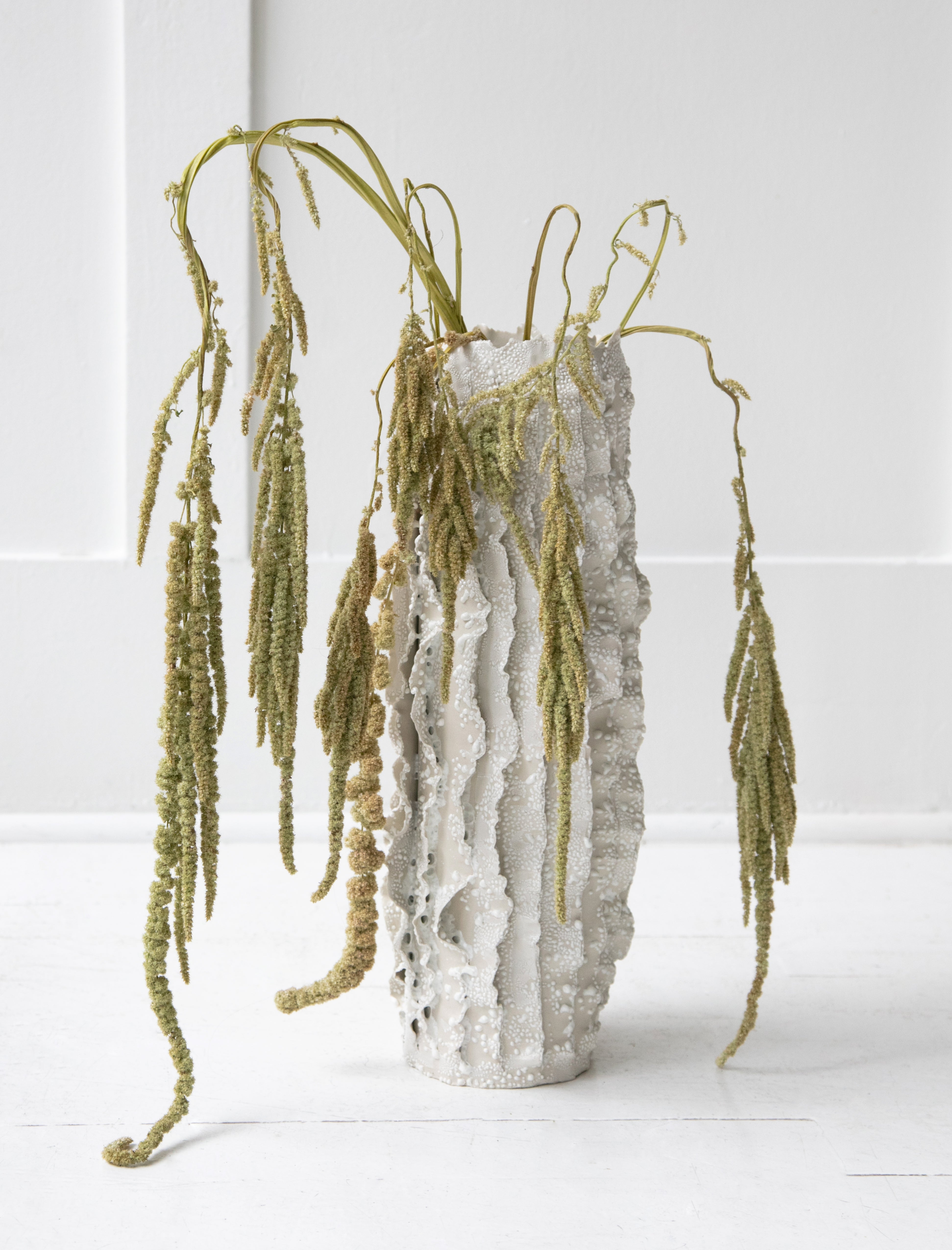 Nathalee Paolinelli Ripple Vase in White Lichen