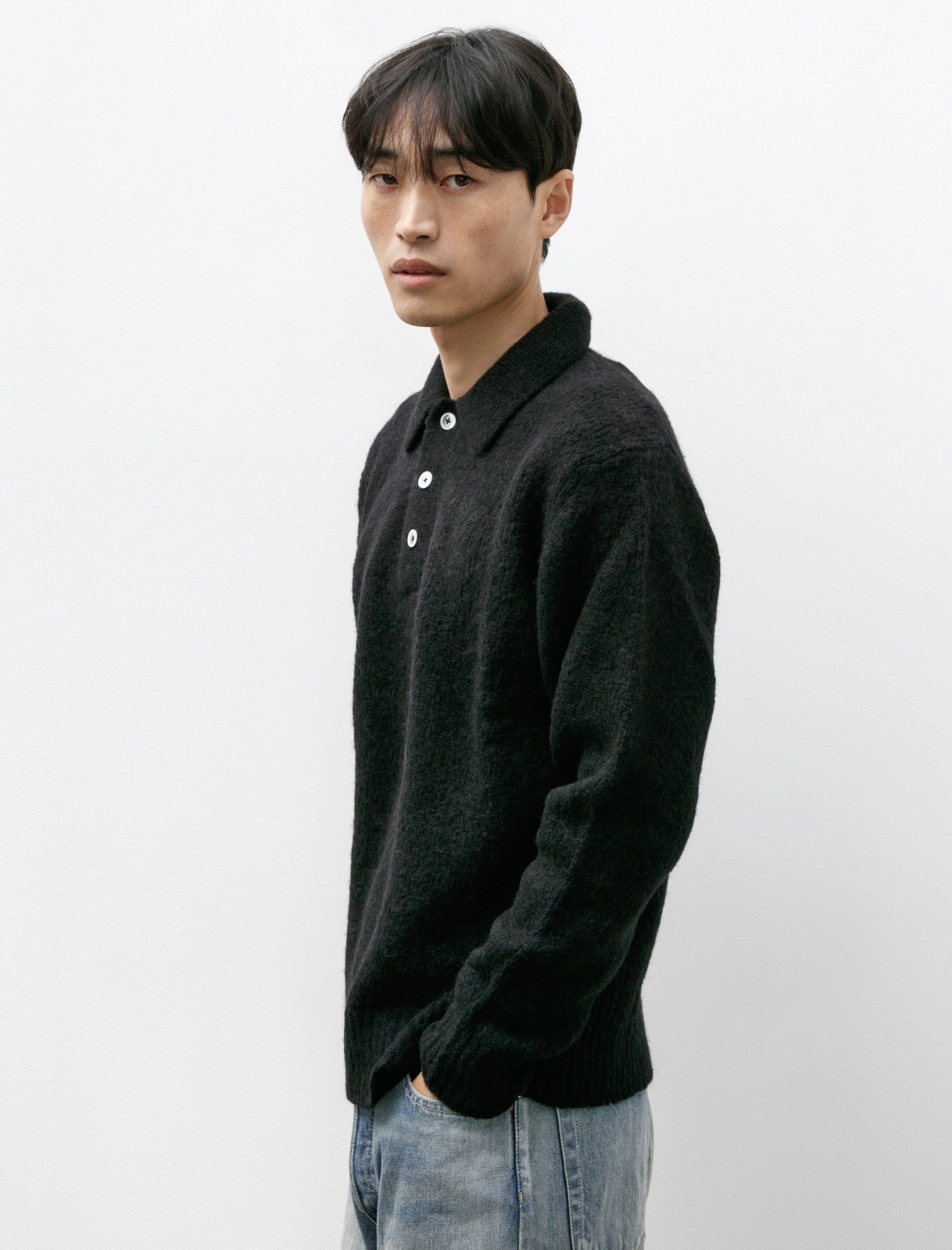 Norse Projects Rasmus Relaxed Brushed Polo Black