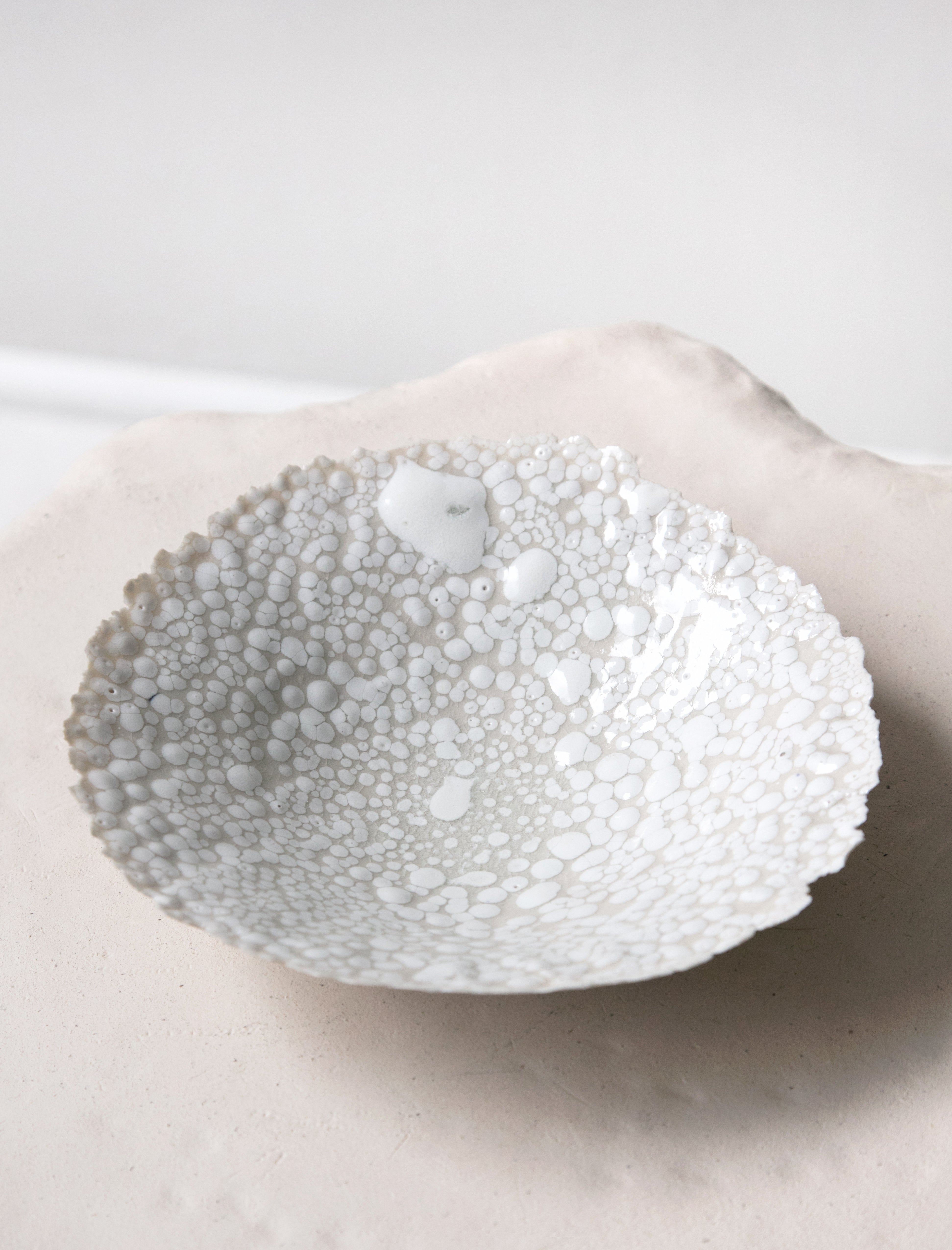 Nathalee Paolinelli Trinket Bowl White With White Bubbles