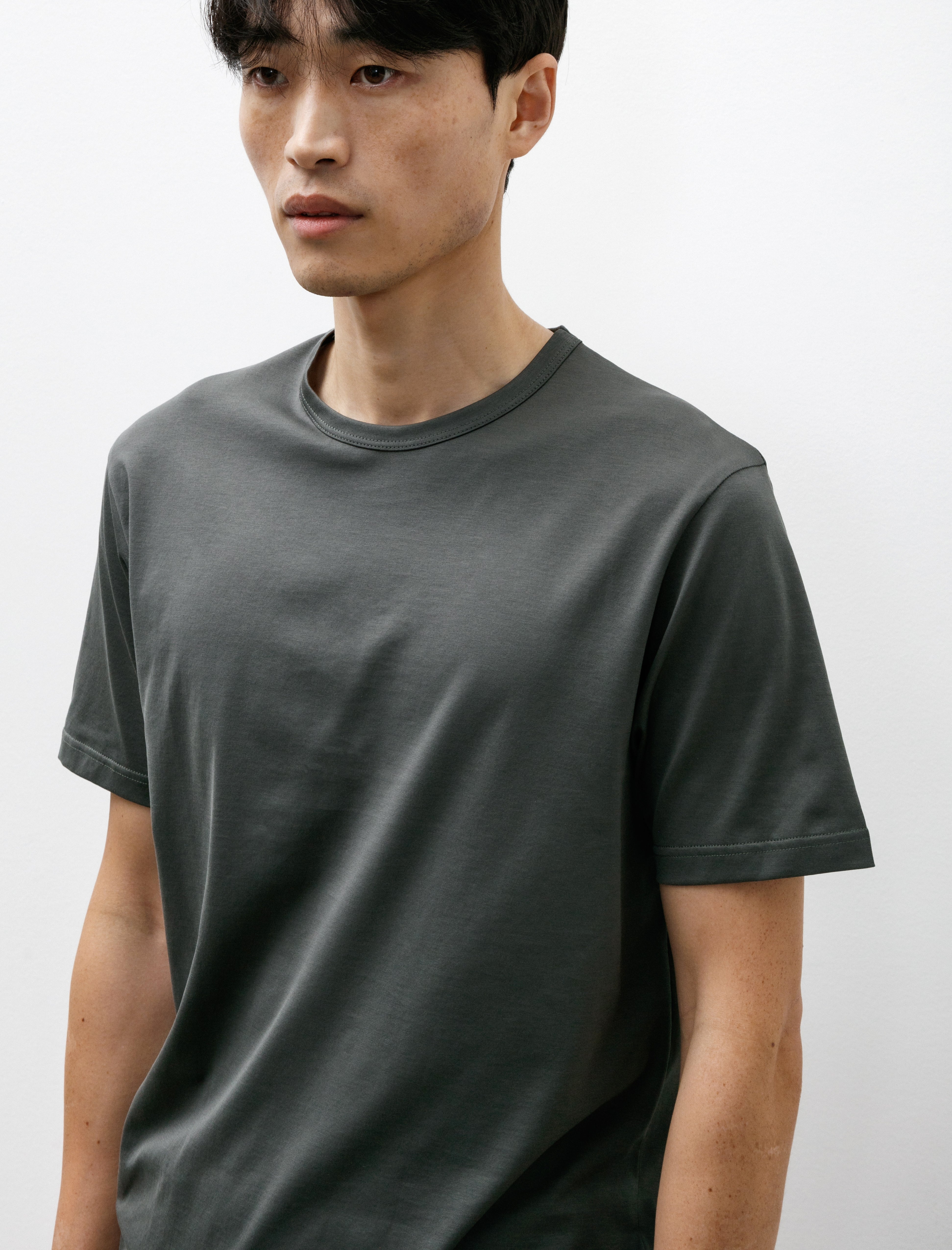 Sunspel SS Crew Neck Classic T-Shirt Drill Green 