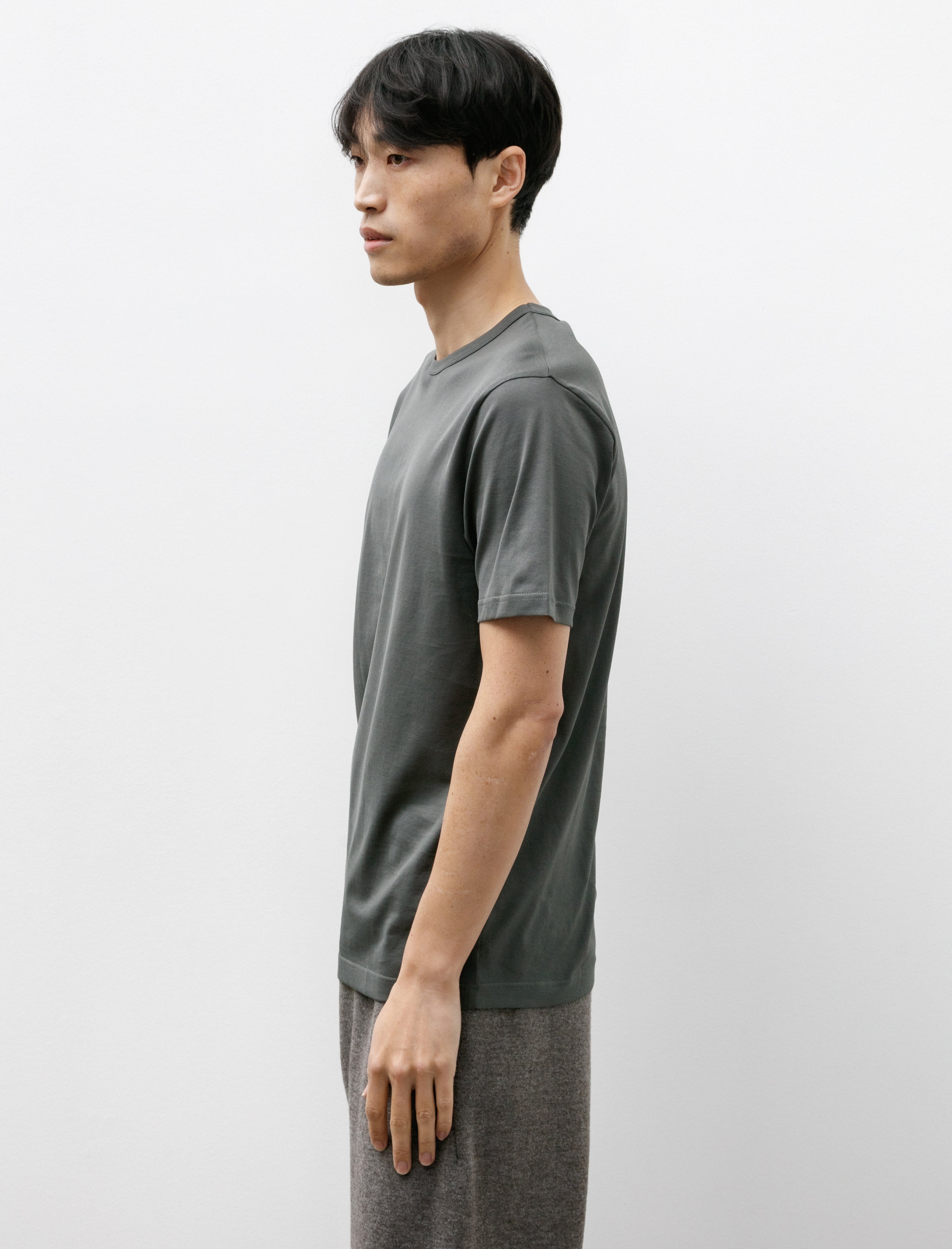 Sunspel SS Crew Neck Classic T-Shirt Drill Green 