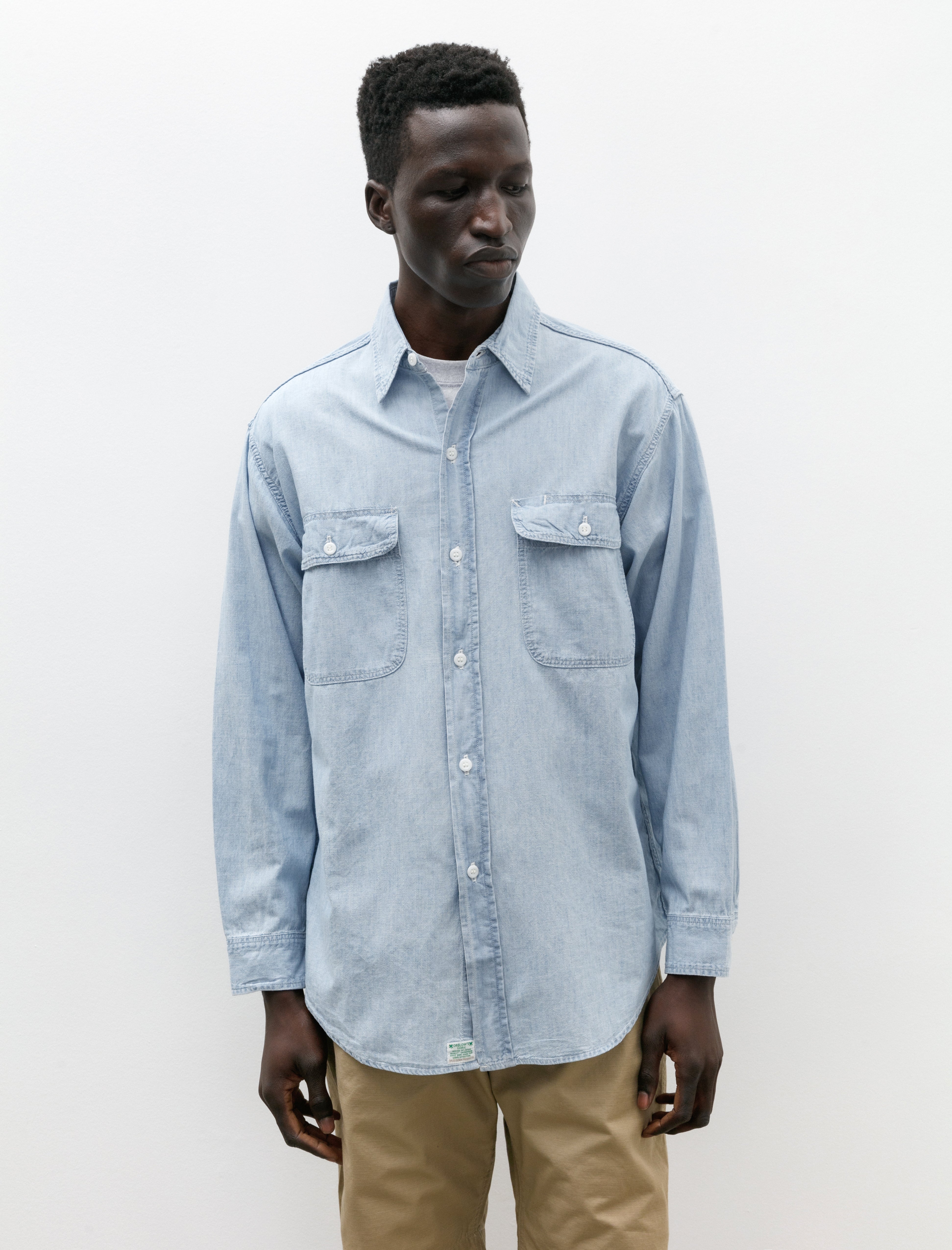 orSlow Chambray Work Shirt Chambray Bleached