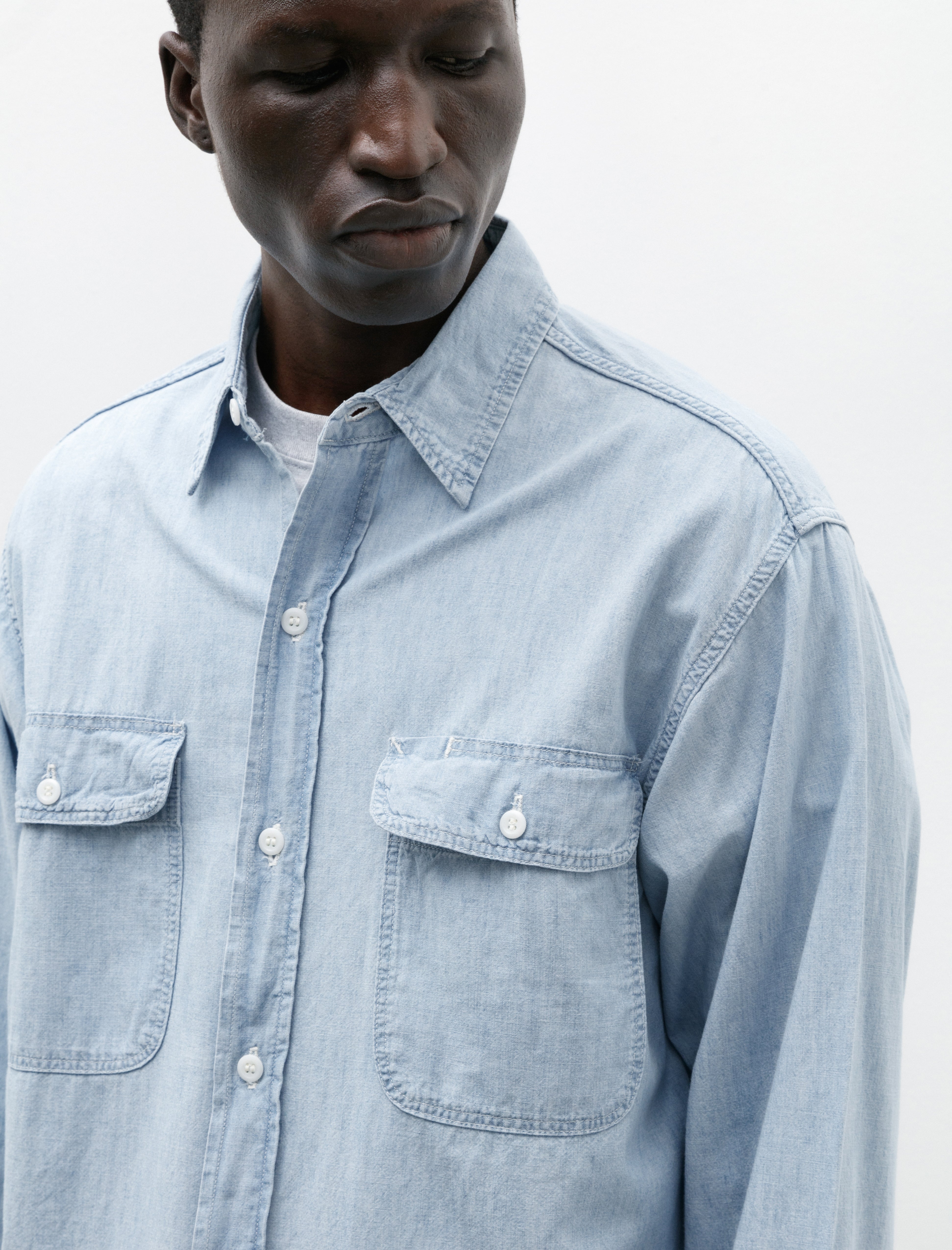 orSlow Chambray Work Shirt Chambray Bleached