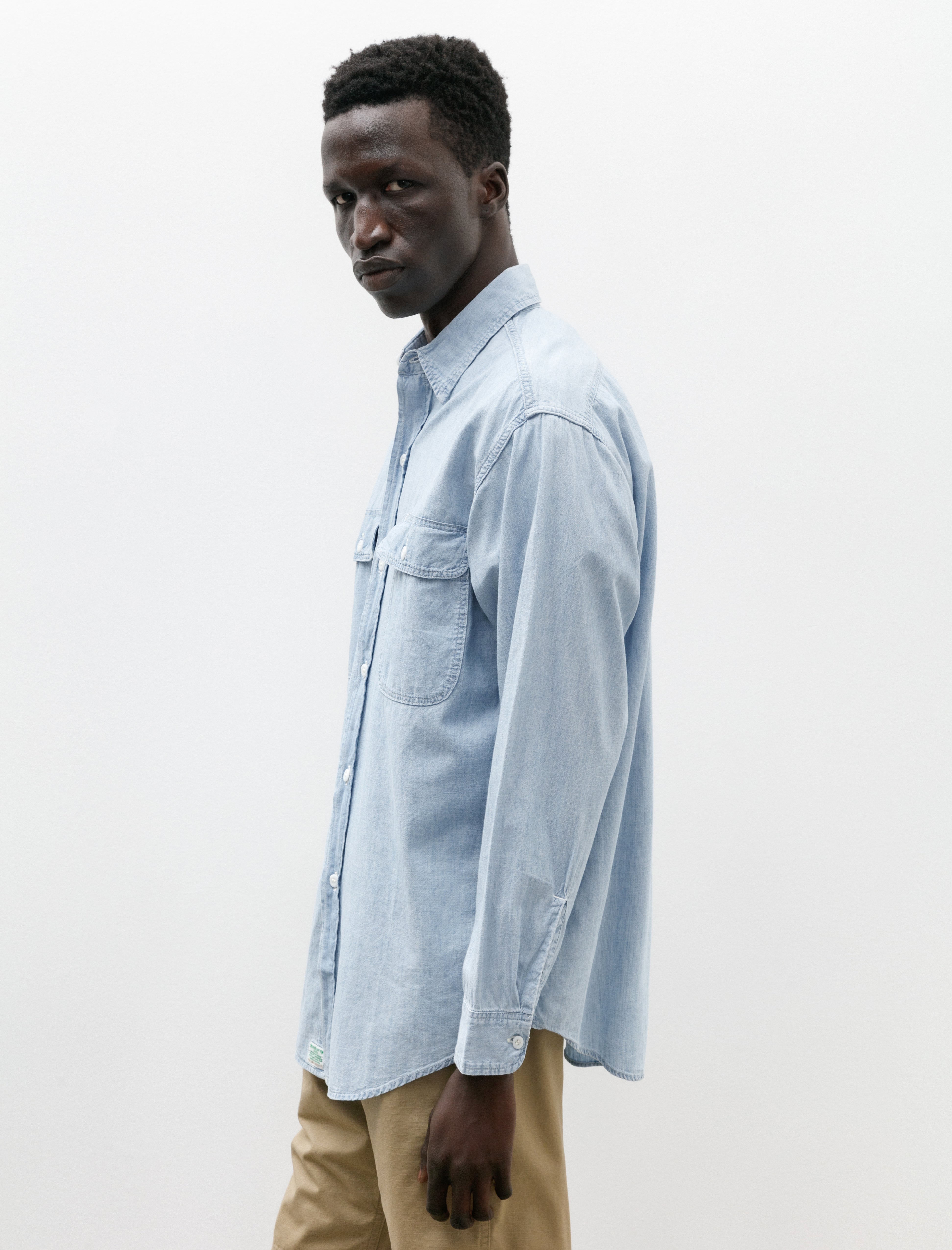 orSlow Chambray Work Shirt Chambray Bleached