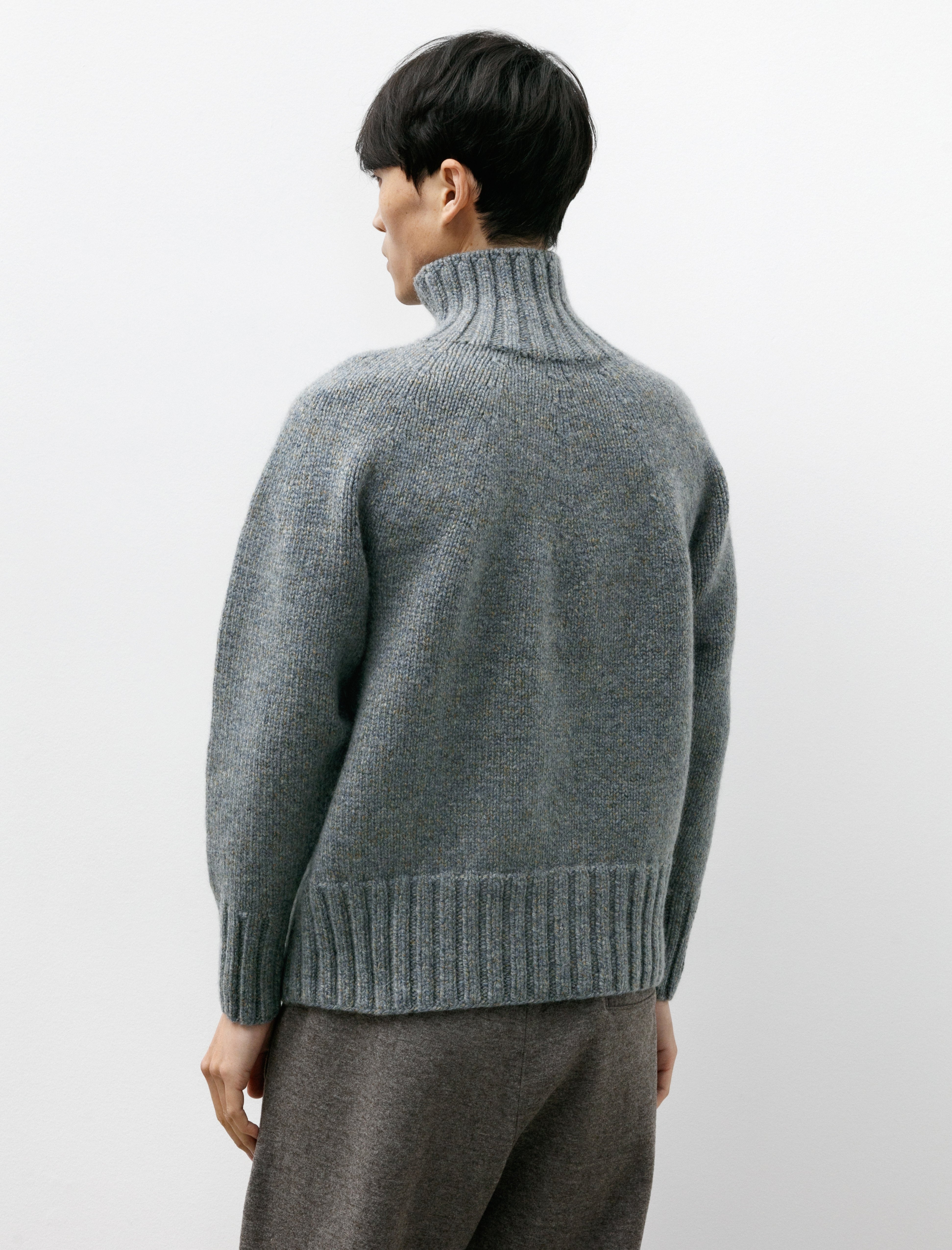 Slopeslow Yoke Top Turtleneck Sweater Fade Blue