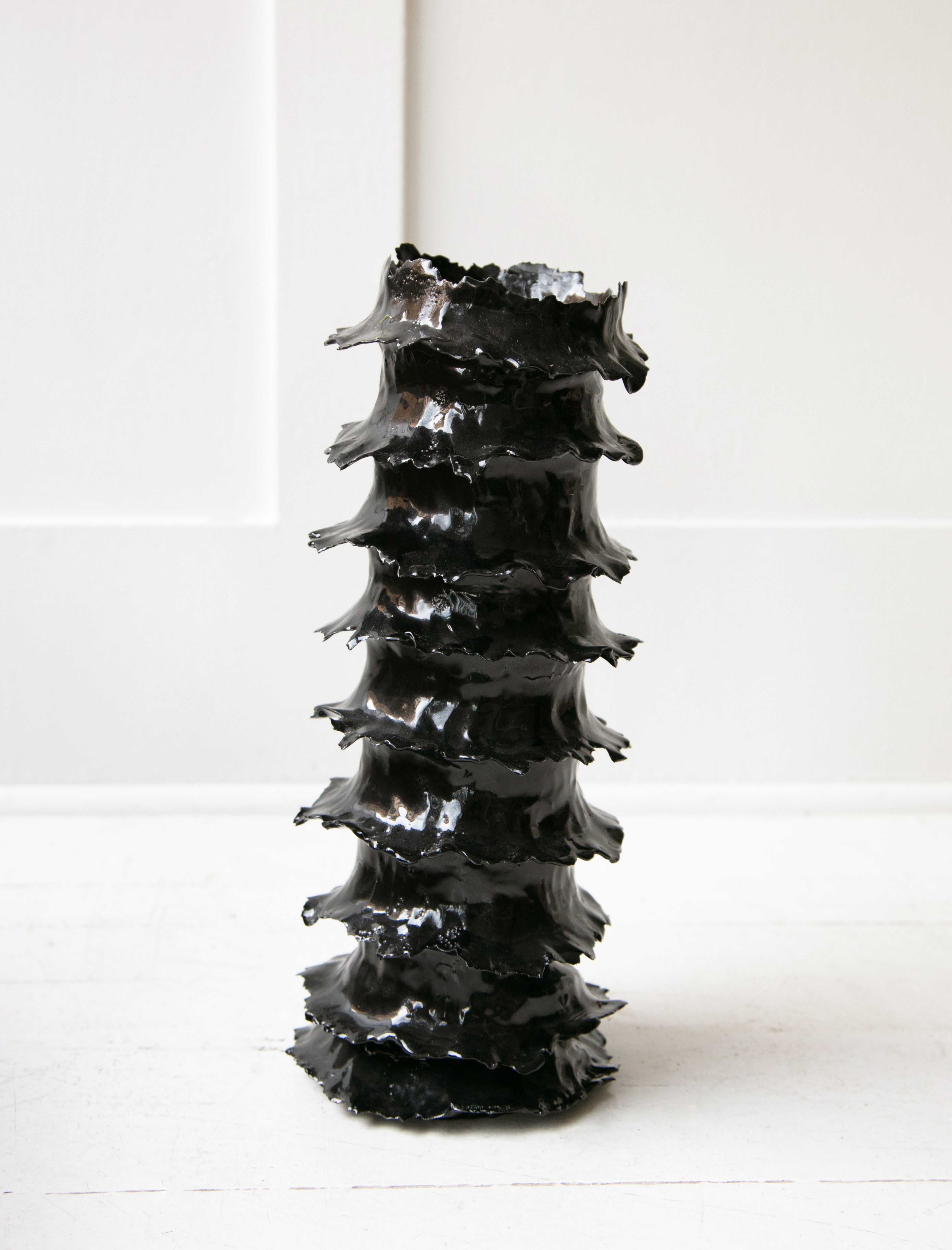 Nathalee Paolinelli Torn Tower Vase Black