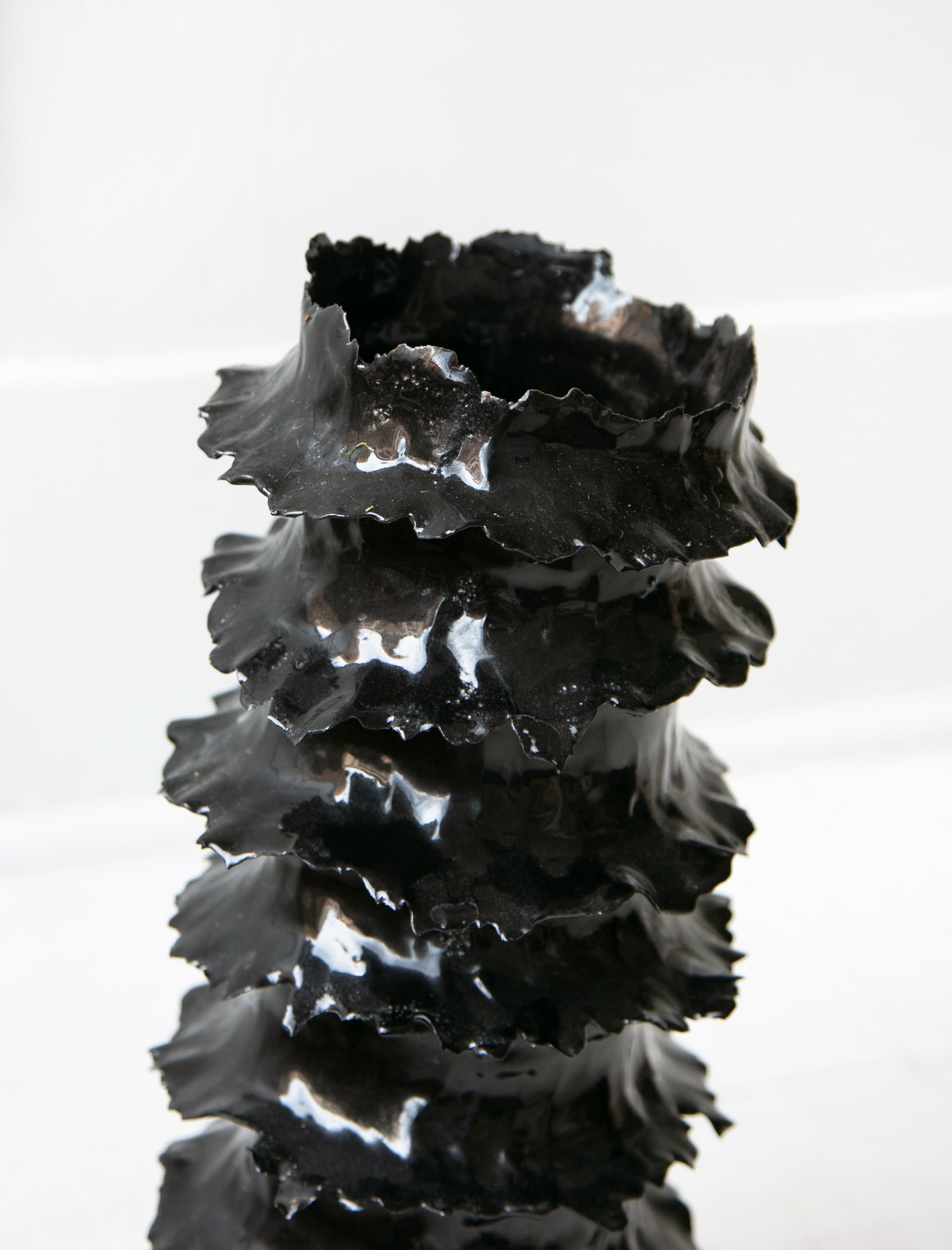 Nathalee Paolinelli Torn Tower Vase Black