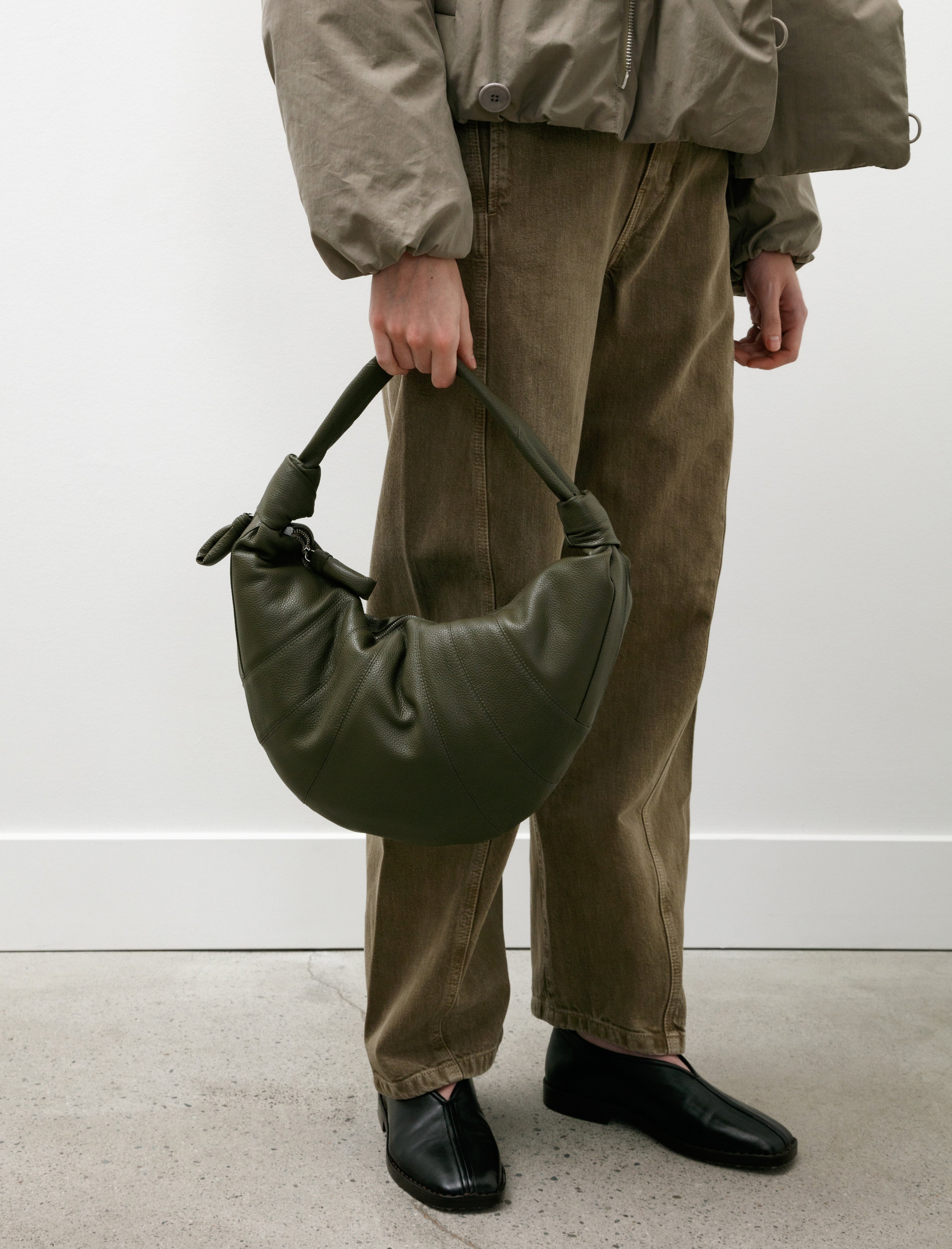 Lemaire Fortune Croissant Bag Dark Moss