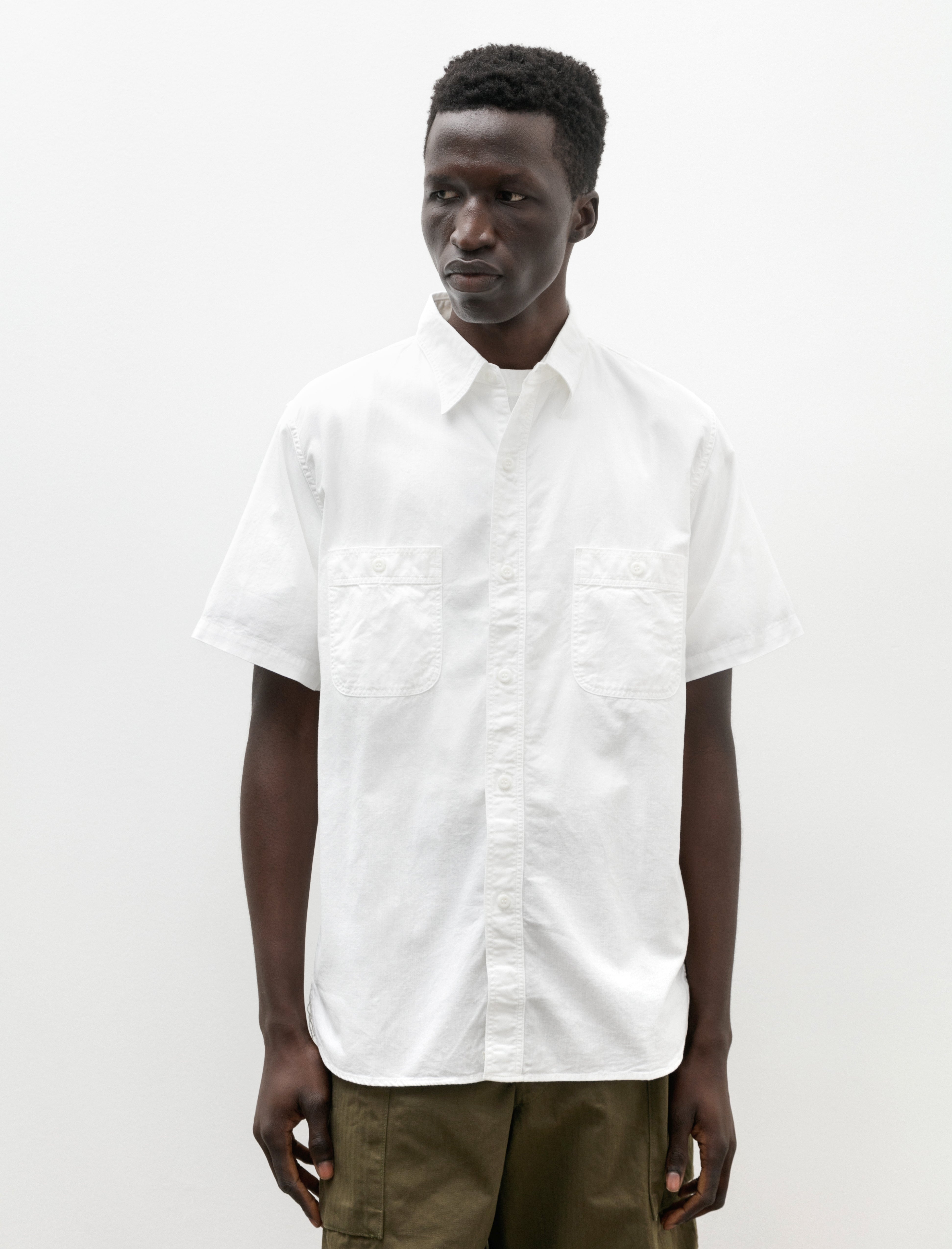 orSlow Short Sleeve Chambray Work Shirt White