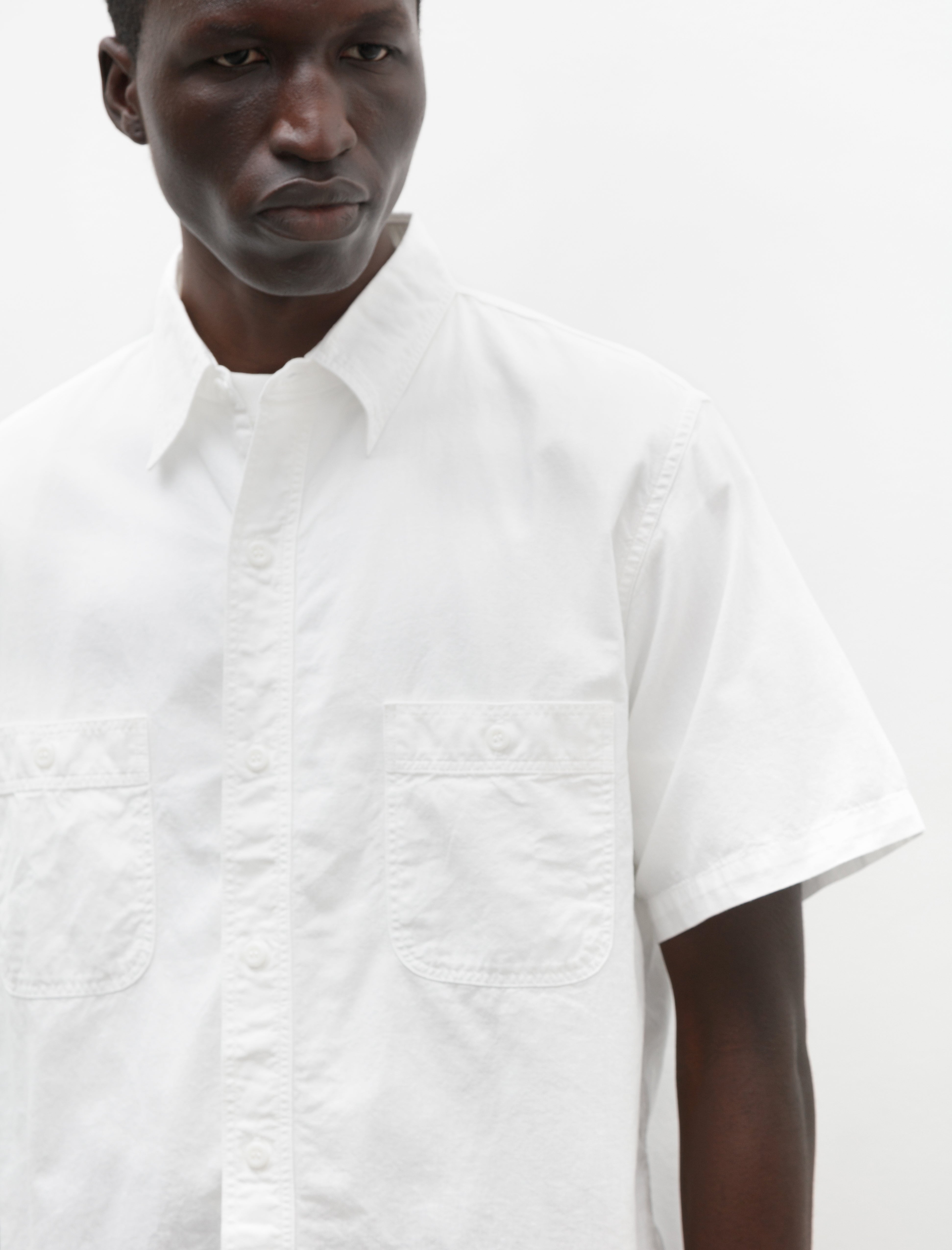 orSlow Short Sleeve Chambray Work Shirt White