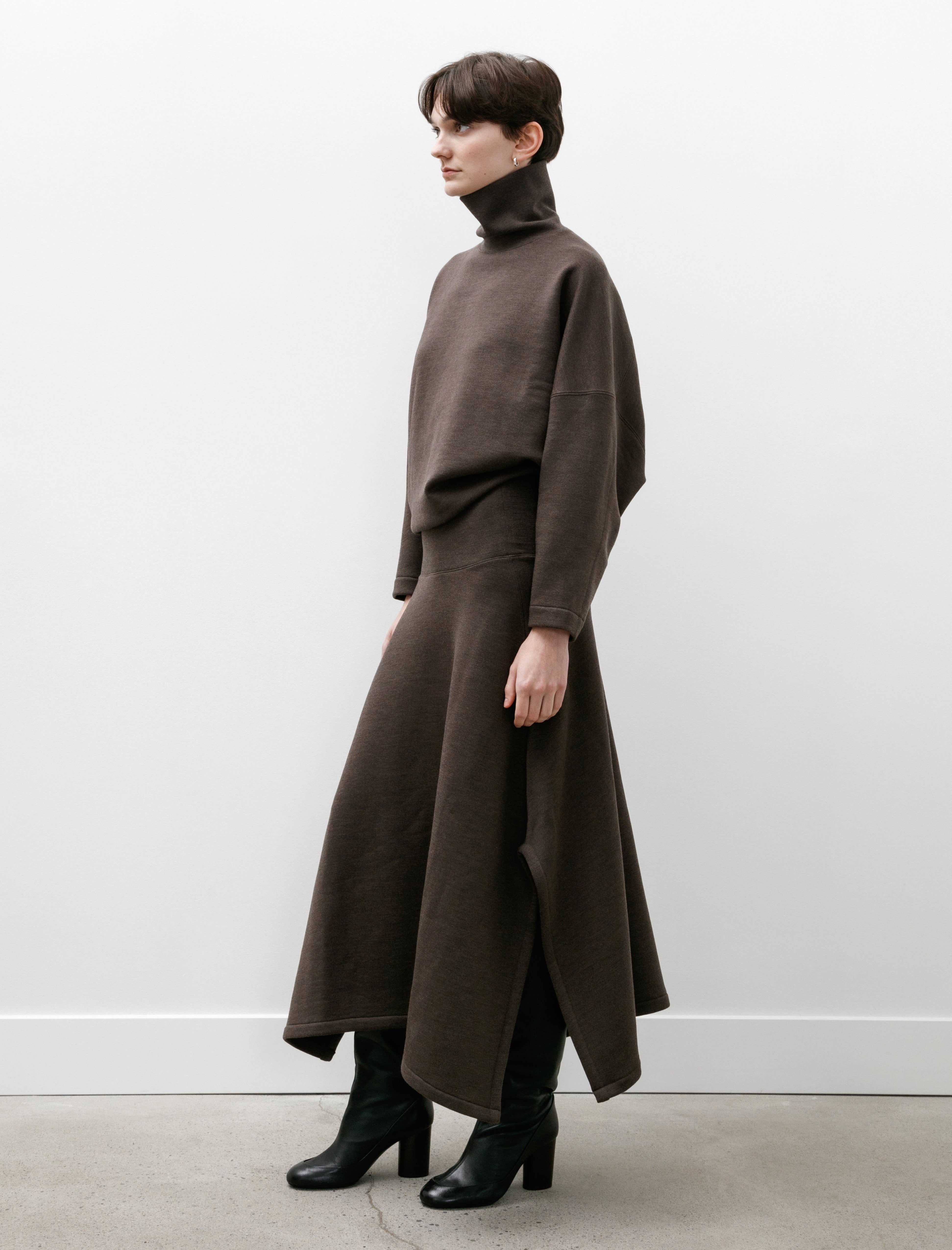 Lemaire Mid Length Skirt Dark Brown Mélange